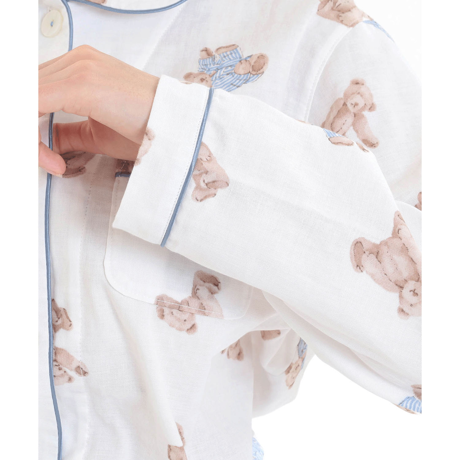 Narueコットンダブルガーゼおやすみベアシャツパジャマ - 画像6