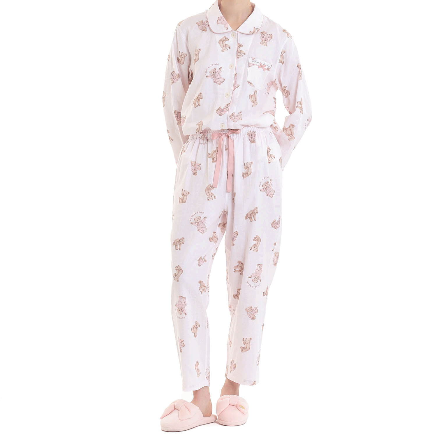 Narueコットンダブルガーゼおやすみベアシャツパジャマ - 画像10