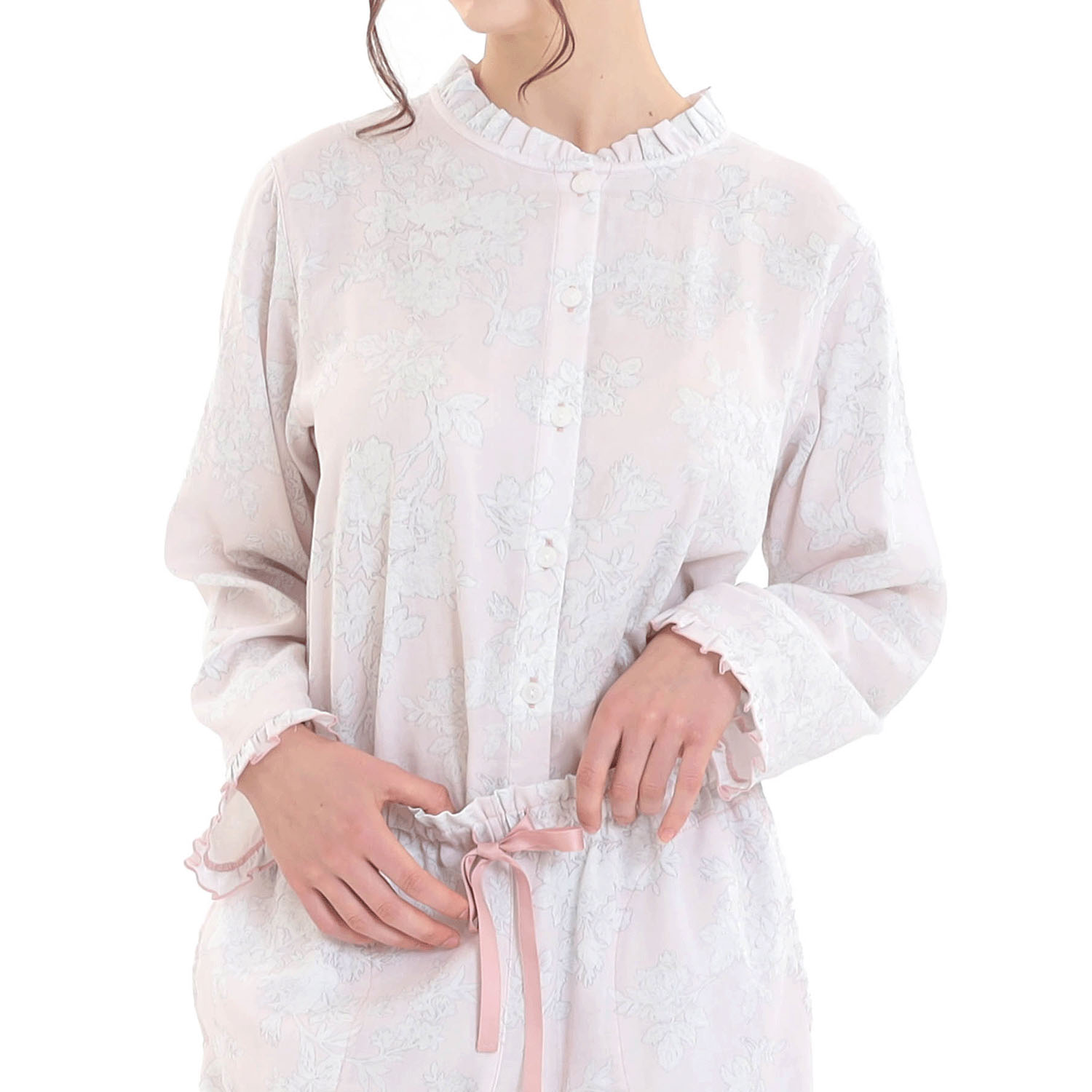 Narue 50／ダブルガーゼローズミュールフリルパジャマ - 画像9