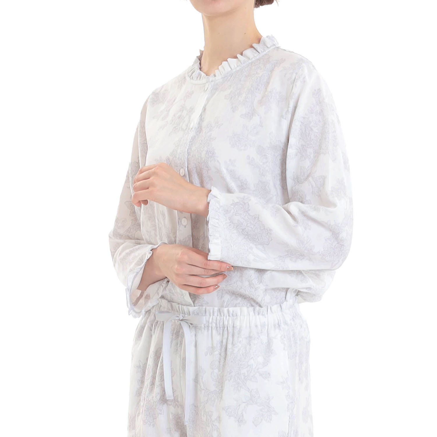 Narue 50／ダブルガーゼローズミュールフリルパジャマ - 画像1