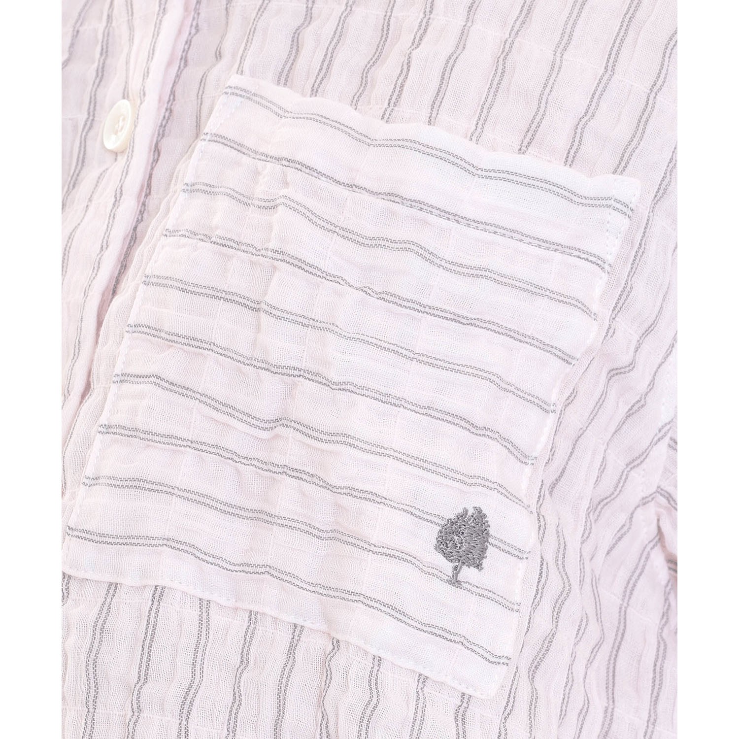 Narue シャーリングダブルガーゼストライプスタンドカラーパジャマ - 画像13