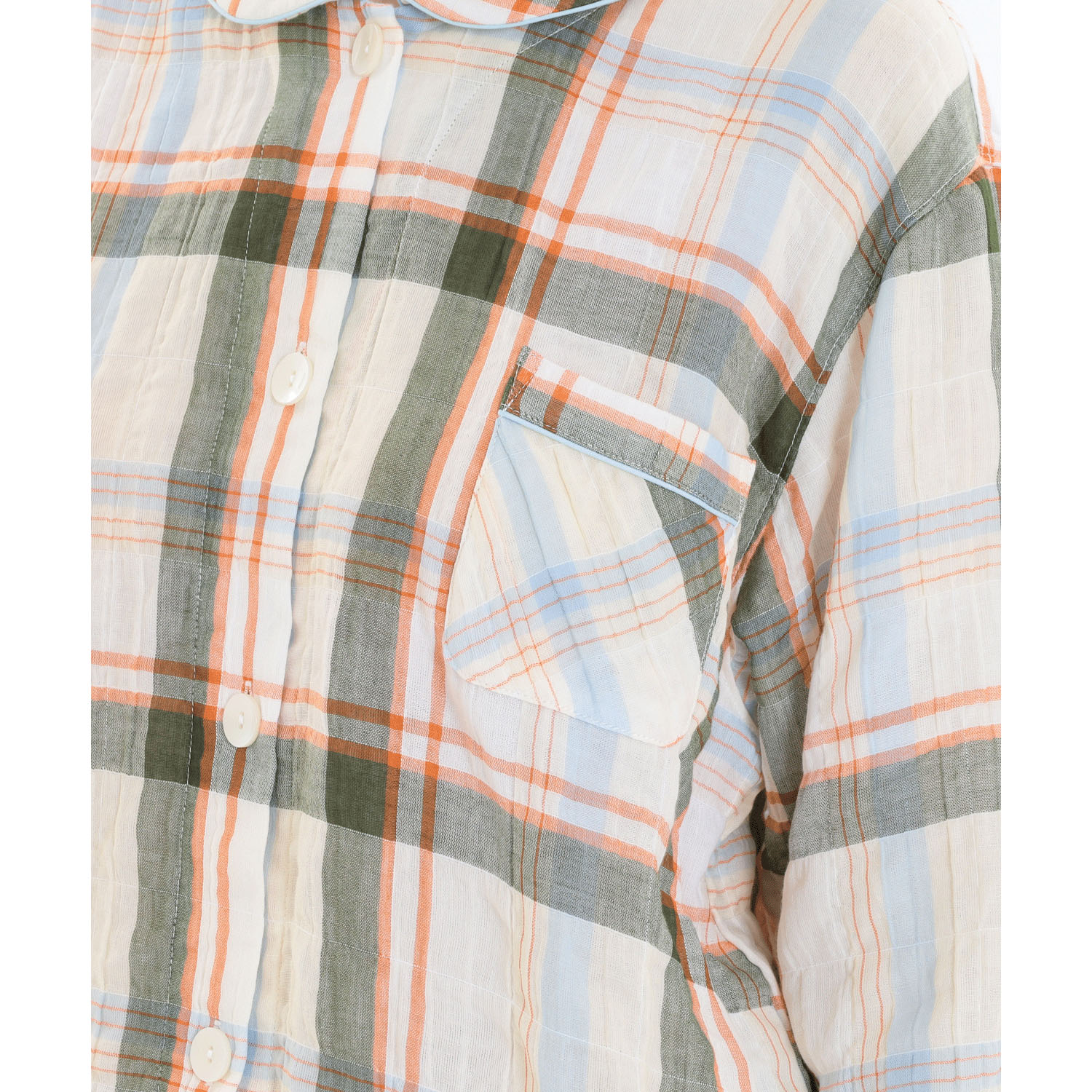 Narue シャーリングダブルガーゼチェックシャツパジャマ - 画像12