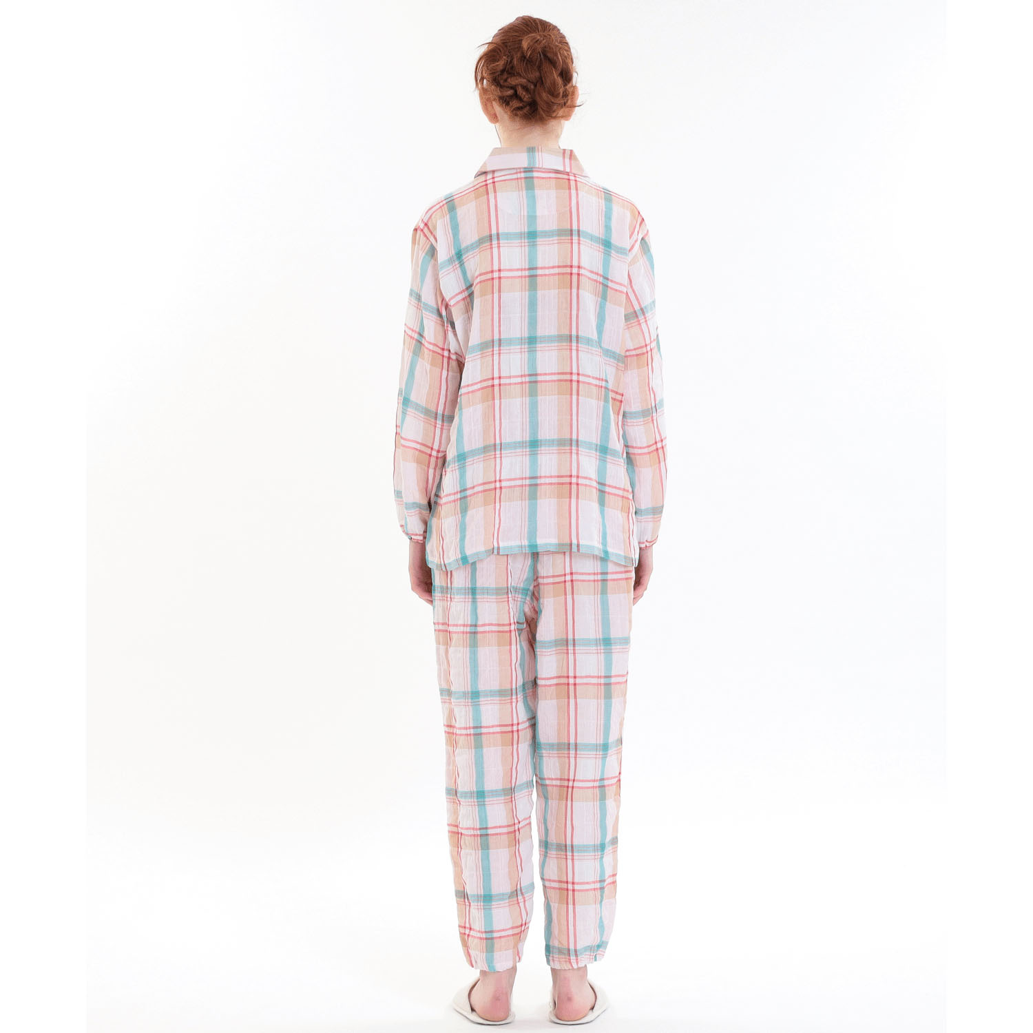 Narue シャーリングダブルガーゼチェックシャツパジャマ - 画像3