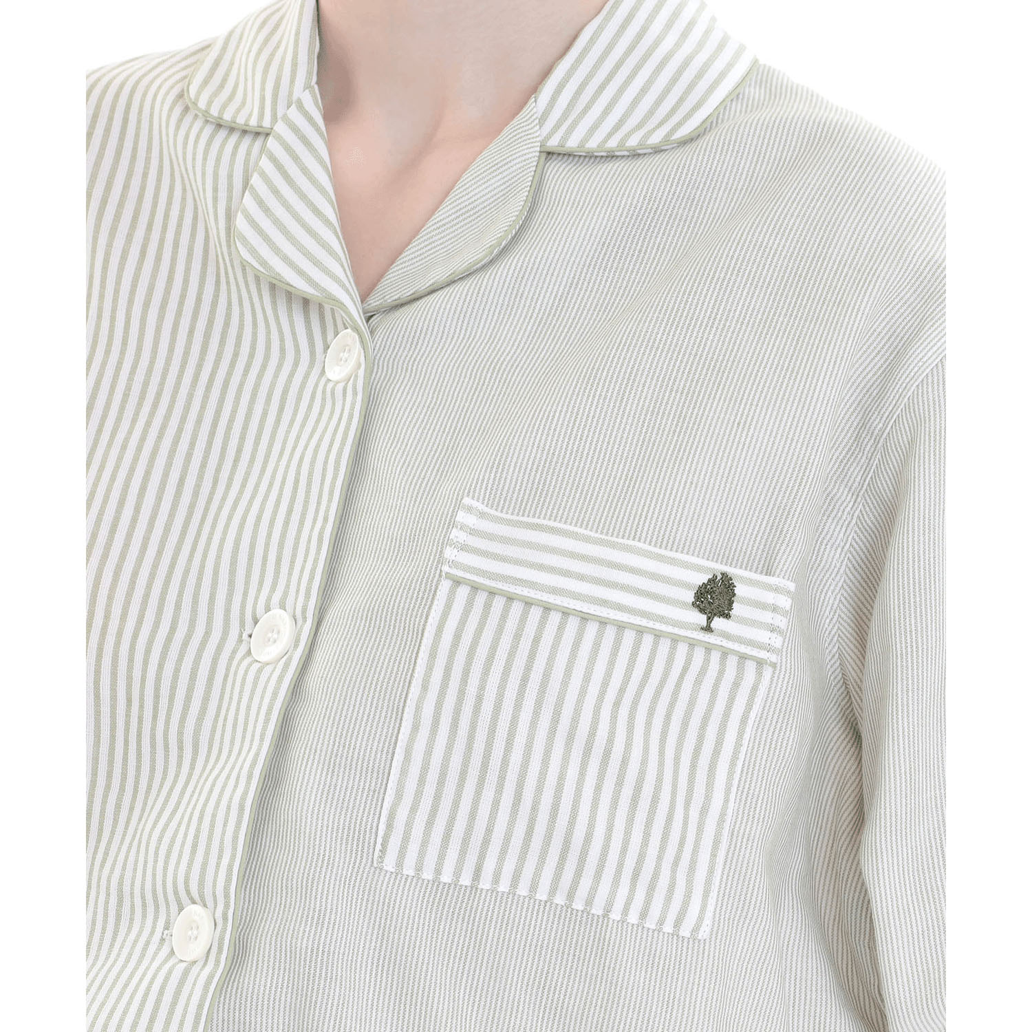 Narue コットンダブルガーゼストライプテーラードパジャマ - 画像12