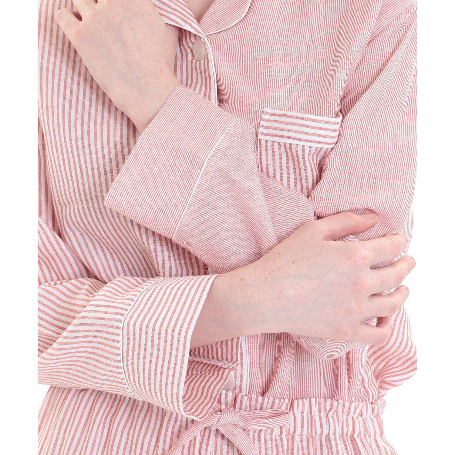 Narue コットンダブルガーゼストライプテーラードパジャマ - 画像5