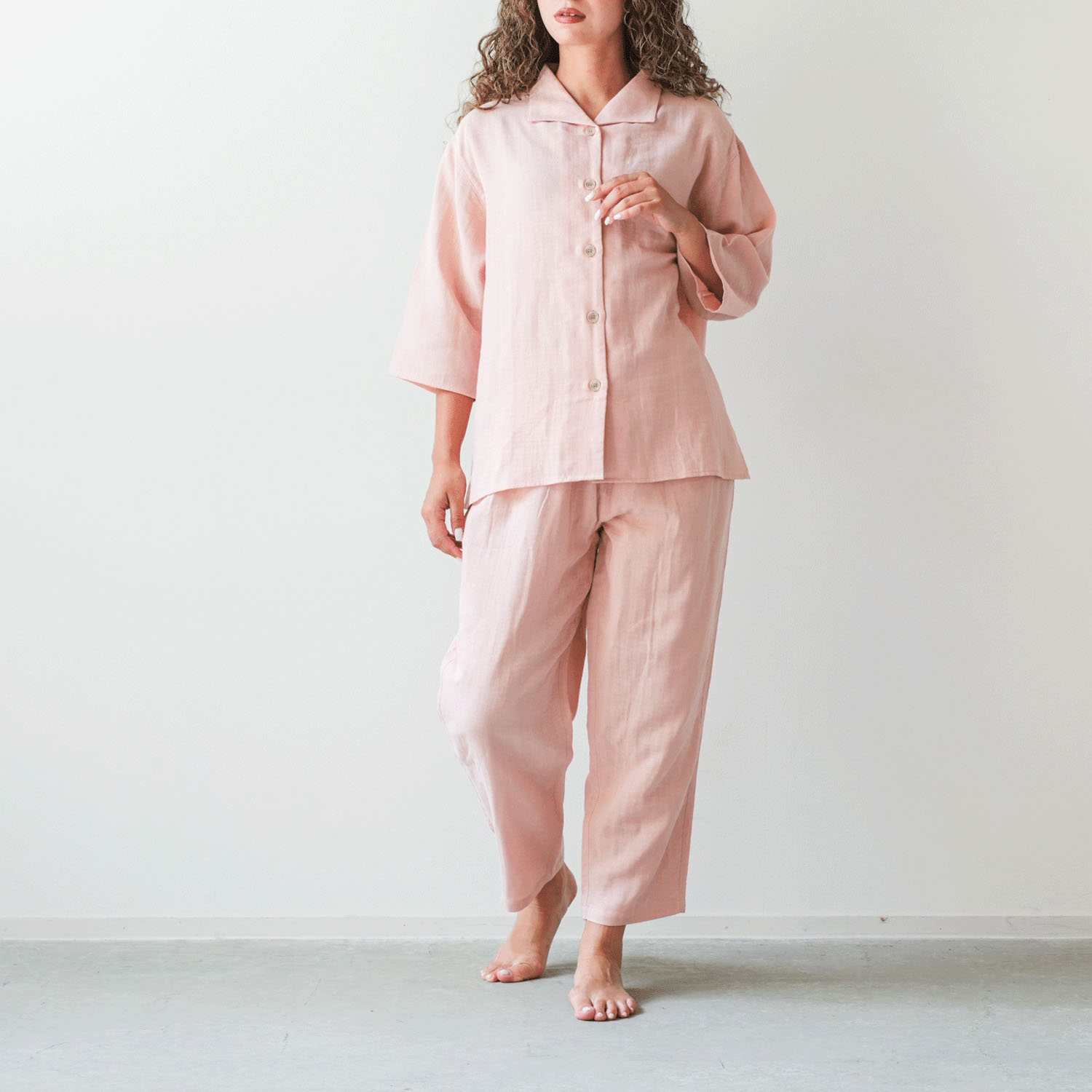 着る保湿クリーム スクエア開襟7分袖パジャマ - 画像3