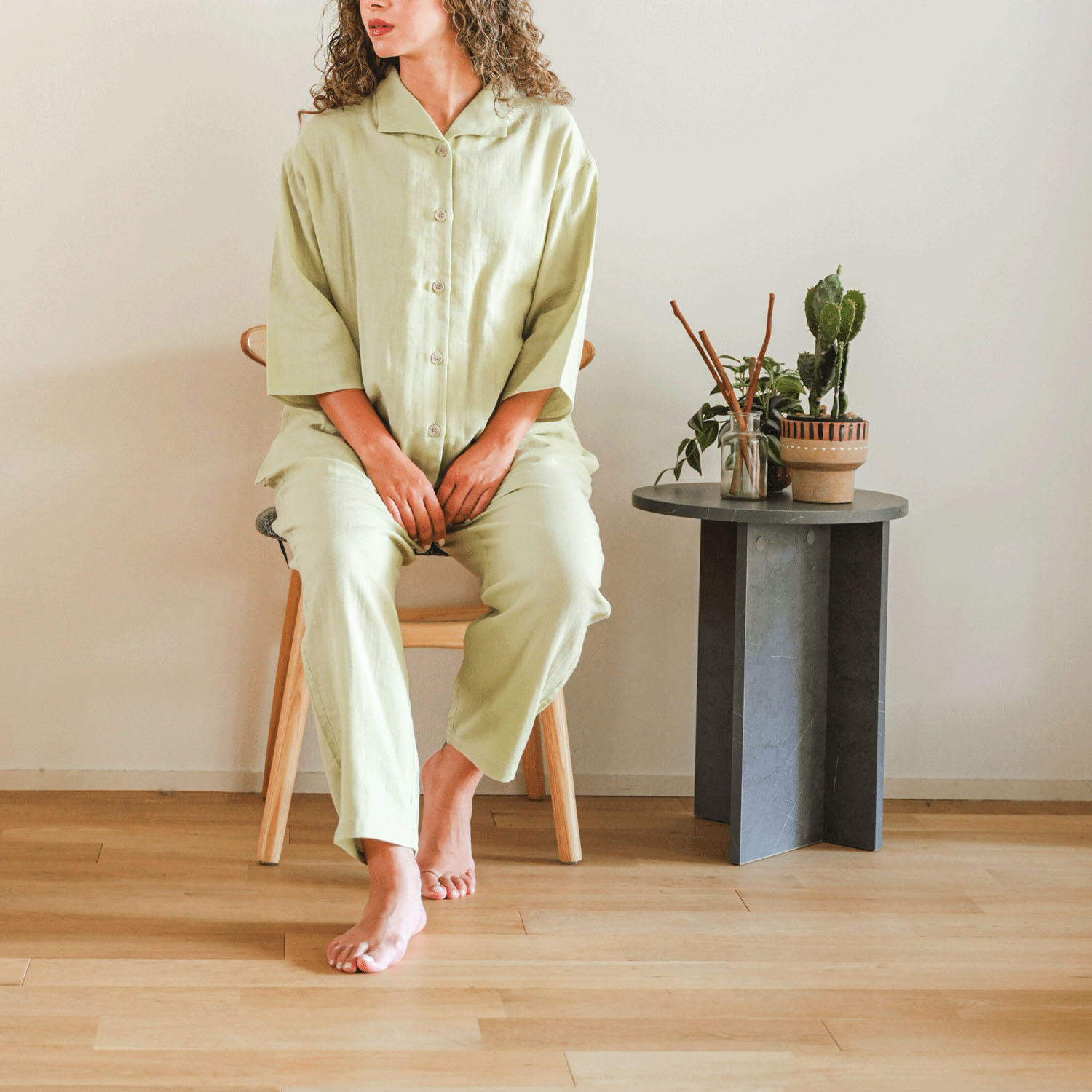 着る保湿クリーム スクエア開襟7分袖パジャマ - 画像9