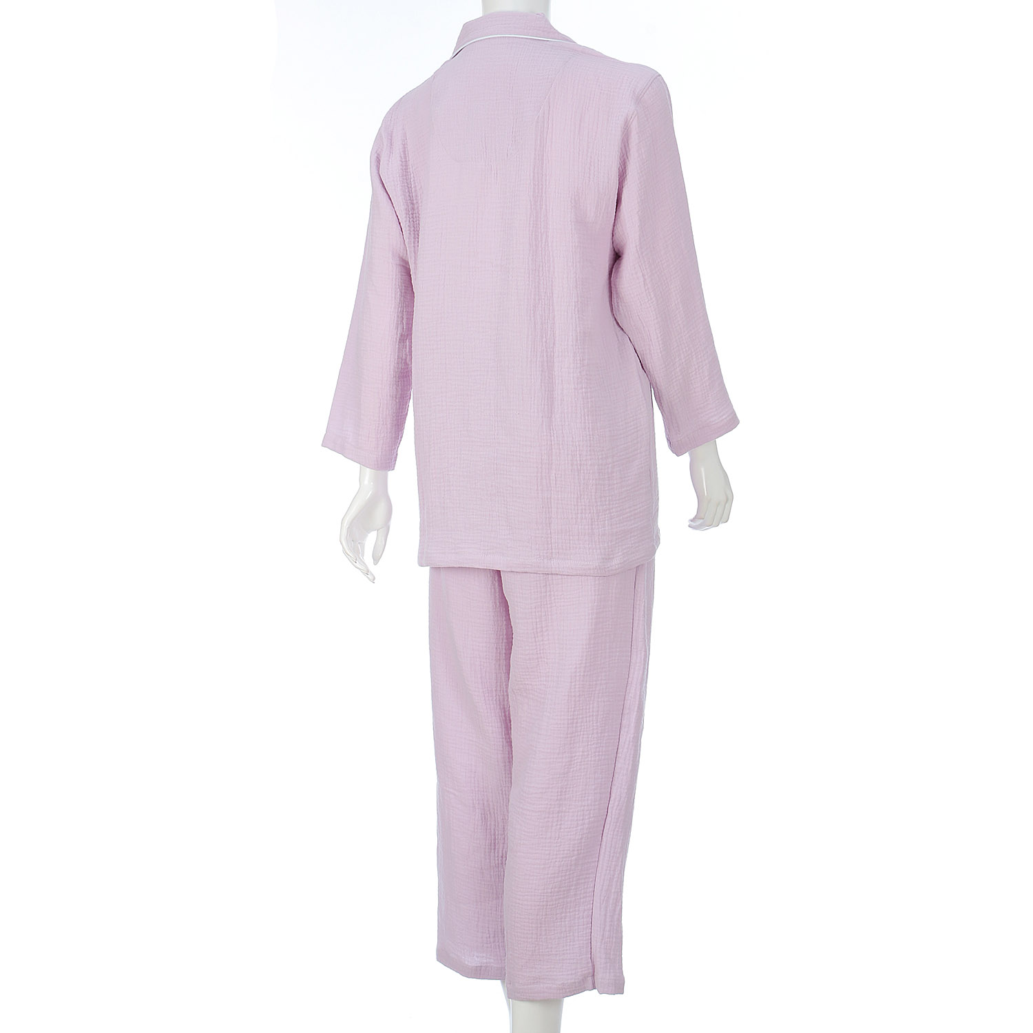 婦人 綿100％楊柳ダブルガーゼシャツパジャマ - 画像3