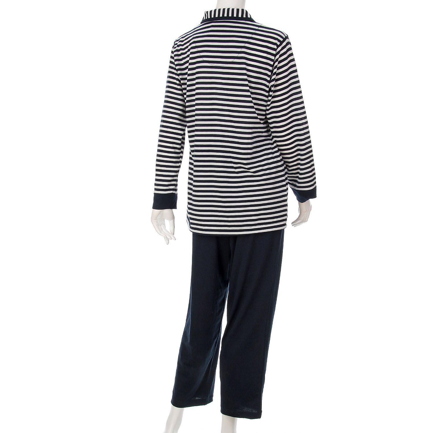 婦人天竺ボーダー襟付パジャマ - 画像3