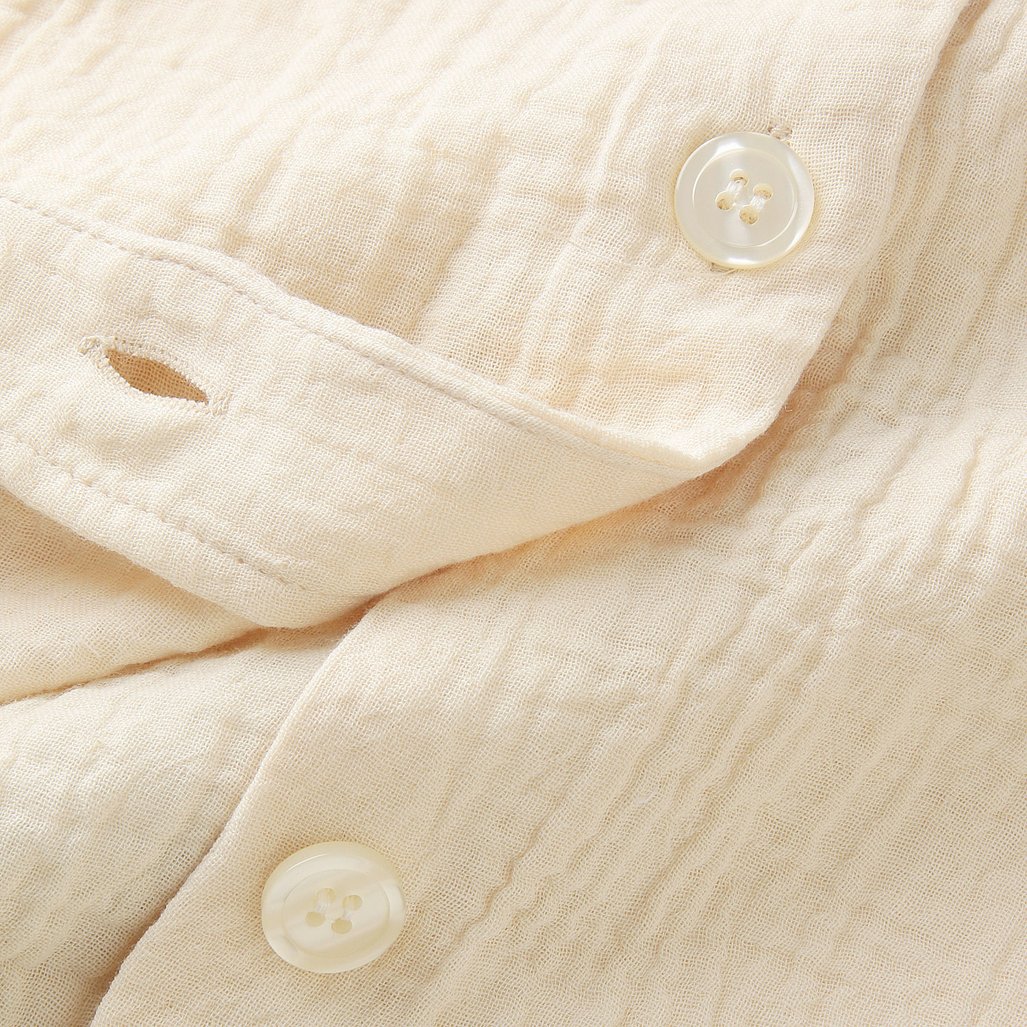 men de neru Wガーゼ楊柳 無地前開パジャマ - 画像5