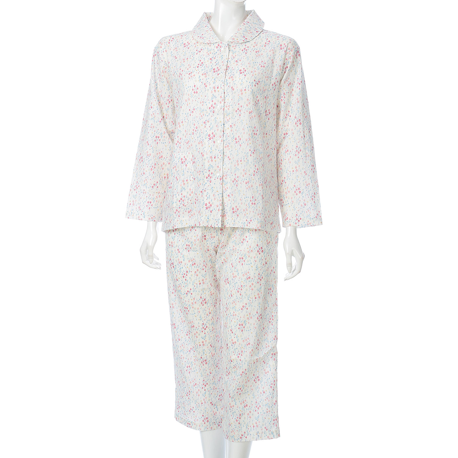 婦人 楊柳全開長袖パジャマ プチサイズS／M／L 日本製