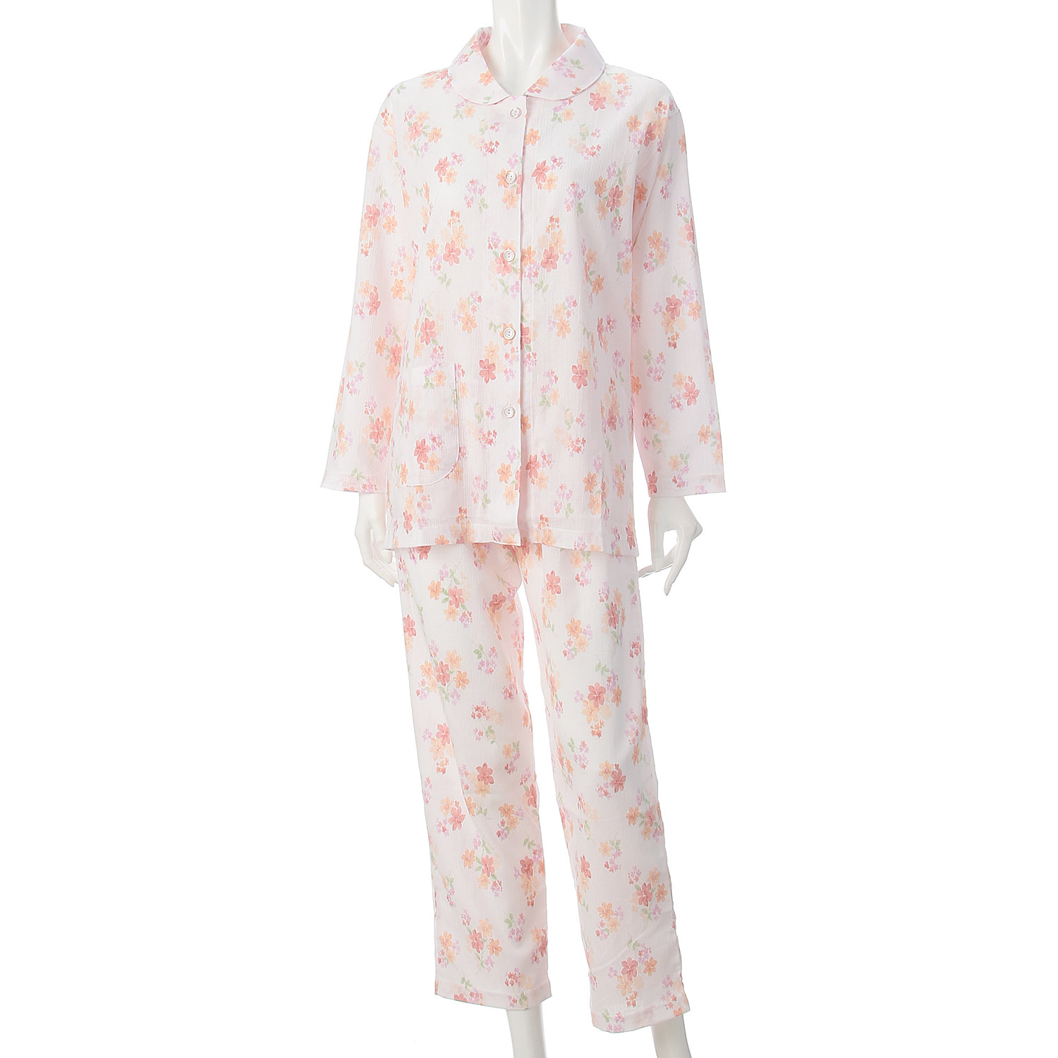 婦人 楊柳全開長袖パジャマ S／M／L 日本製 - 画像1