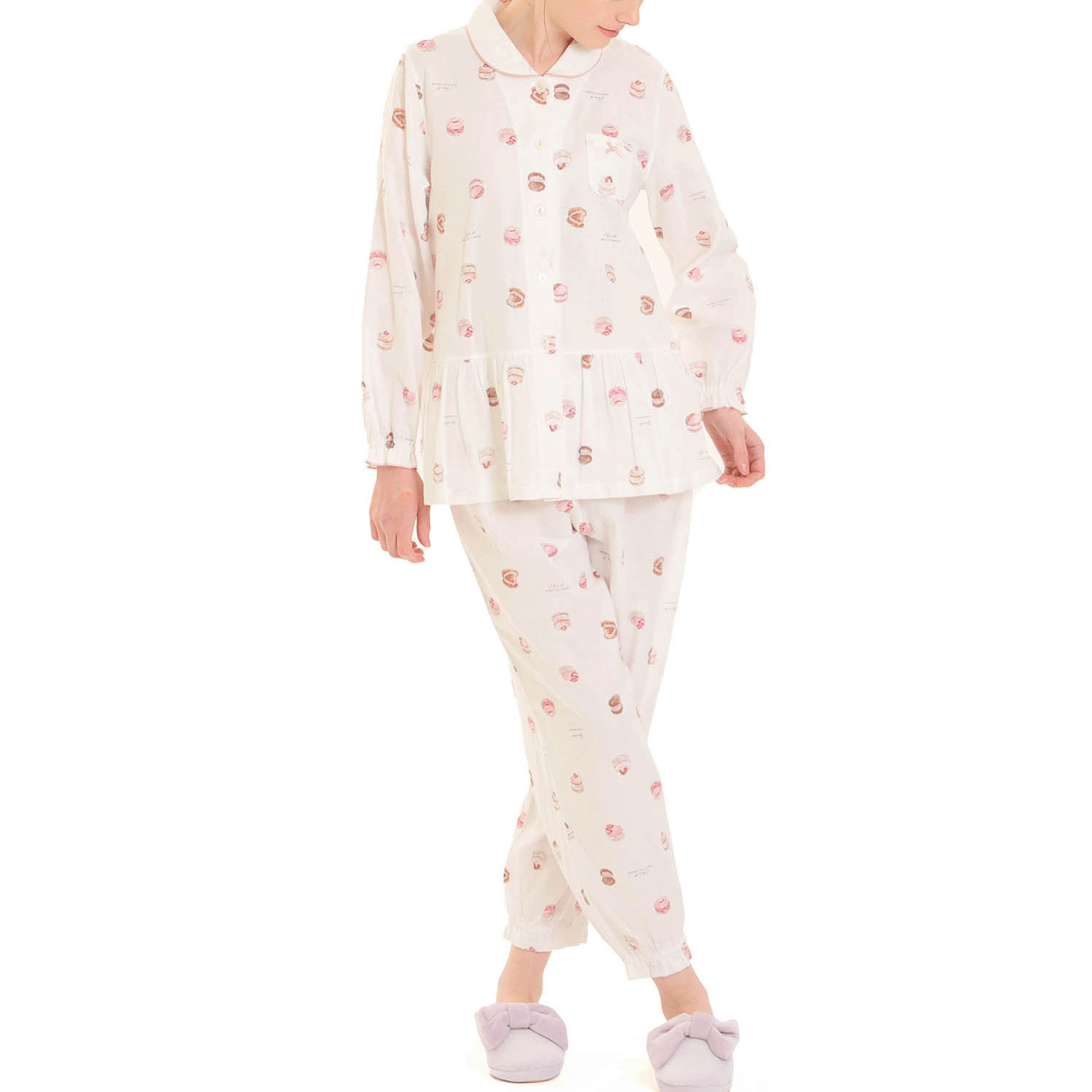 Narue ダブルガーゼマカロンシャツパジャマ - 画像2