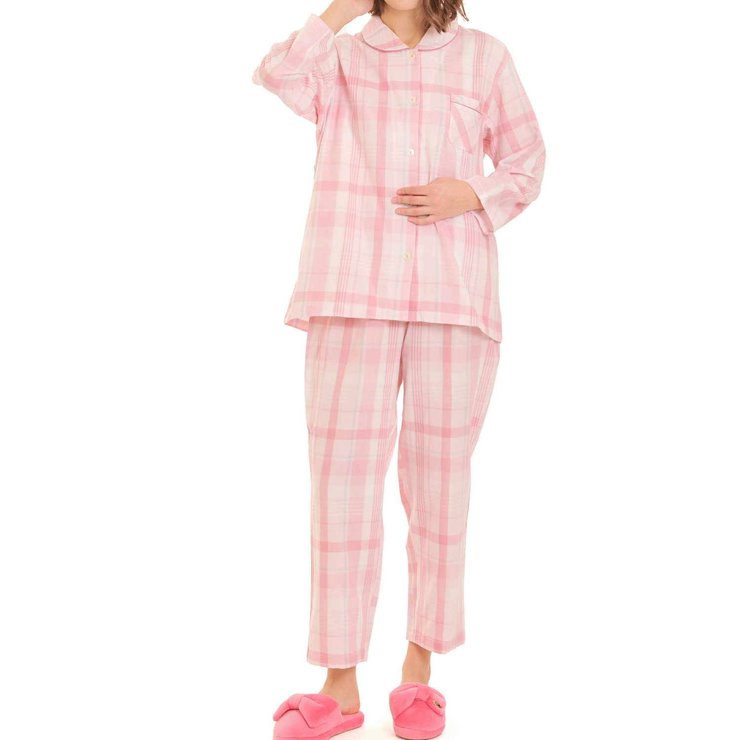 Narue ダブルガーゼマドラスチェックシャツパジャマ - 画像2