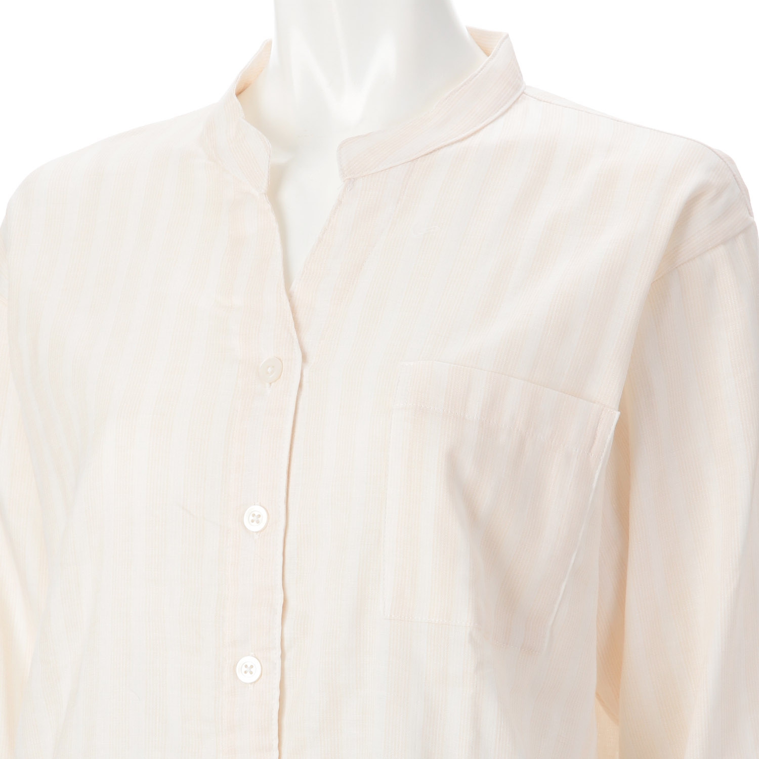 GUNZE キレイラボ Fitte（綿100％） ダブルガーゼ 長袖長パンツ ノーカラーパジャマ - 画像4