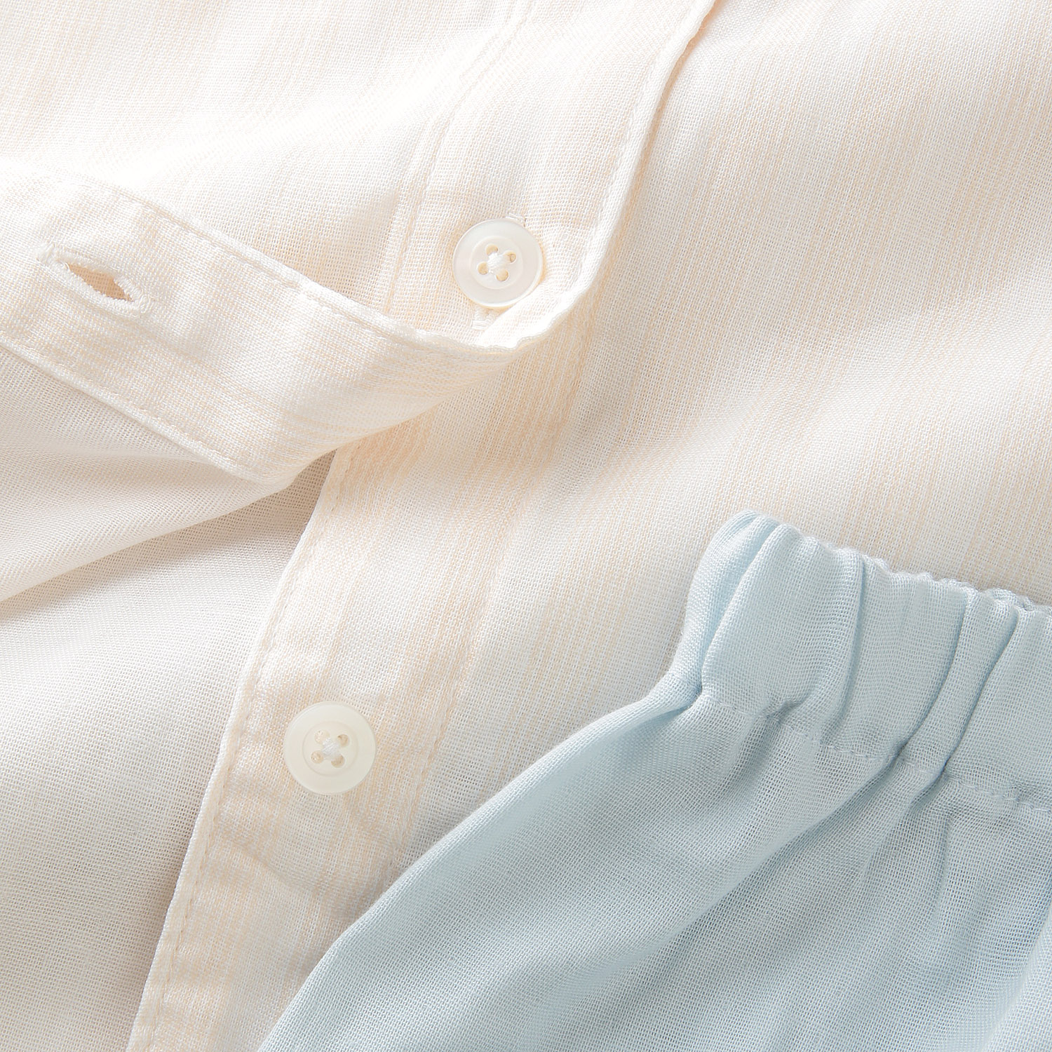 GUNZE キレイラボ Fitte（綿100％） ダブルガーゼ 長袖長パンツ ノーカラーパジャマ - 画像5