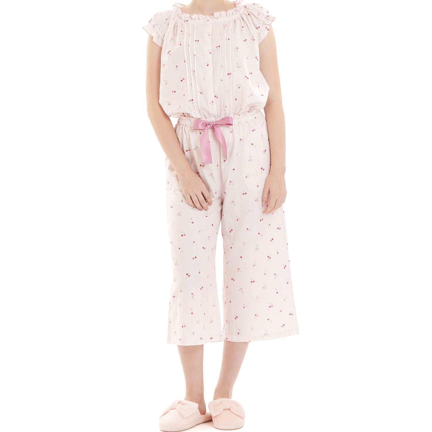 Narue コットンダブルガーゼプティチェリーギャザーパジャマ - 画像10