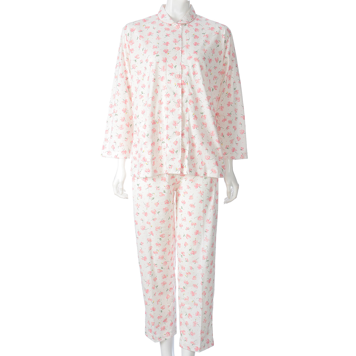 婦人 綿天竺パンジー柄パジャマ 日本製 - 画像1