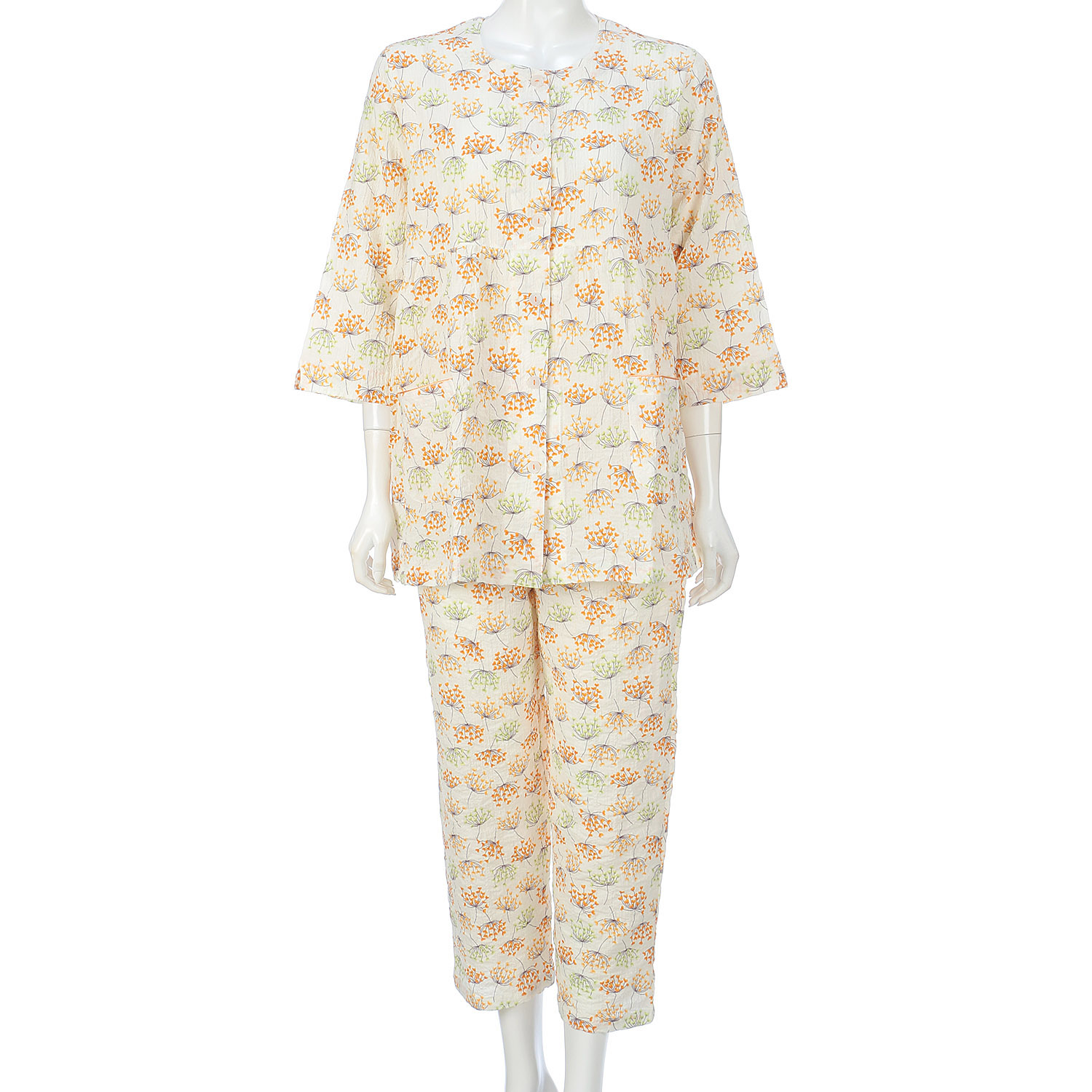 ナクリュール 眠活ラボ ローンシャーリングハートフラワー 婦人7分袖9分丈パンツパジャマ - 画像3