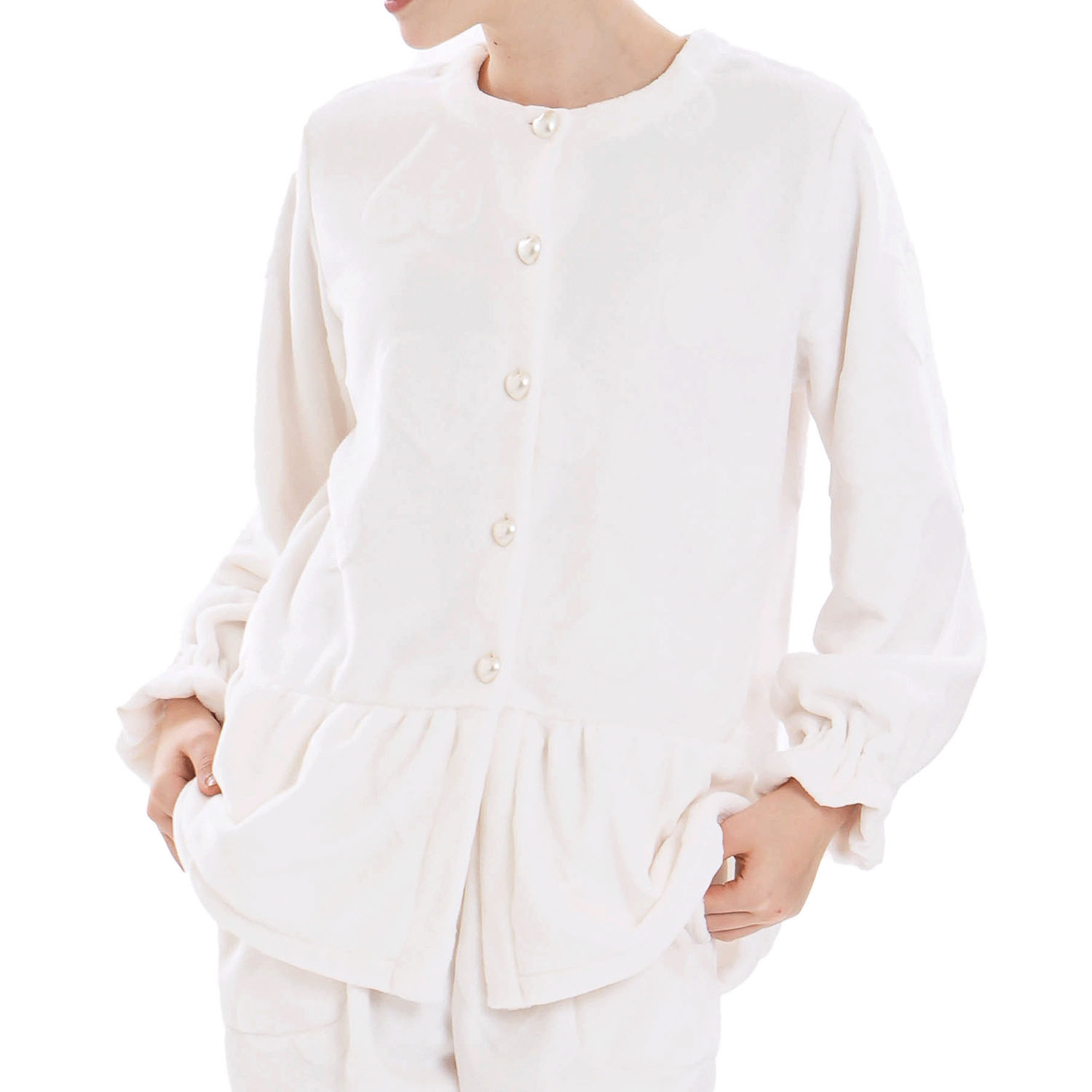 Narue シャイニースノーエンボスハートペプラムパジャマ - 画像2