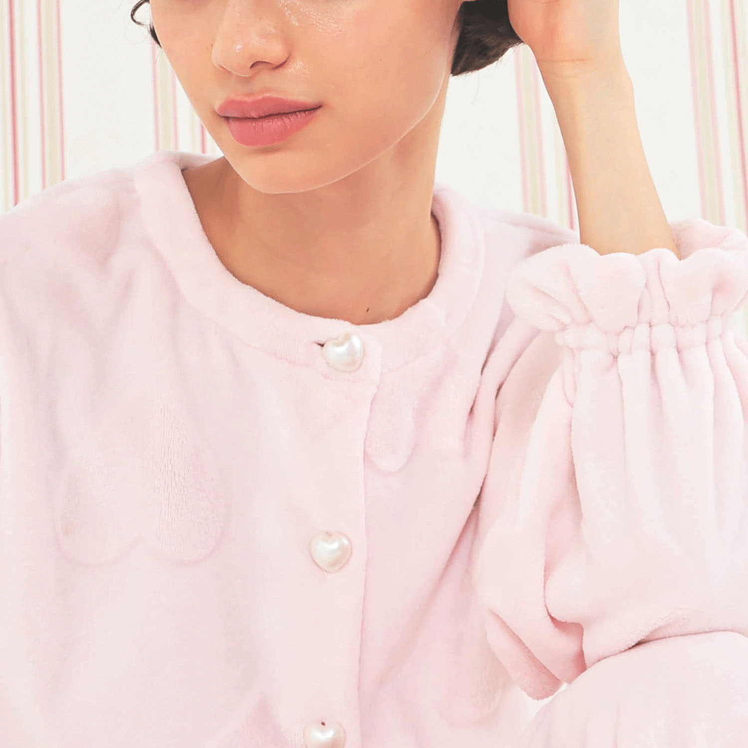 Narue シャイニースノーエンボスハートペプラムパジャマ - 画像20