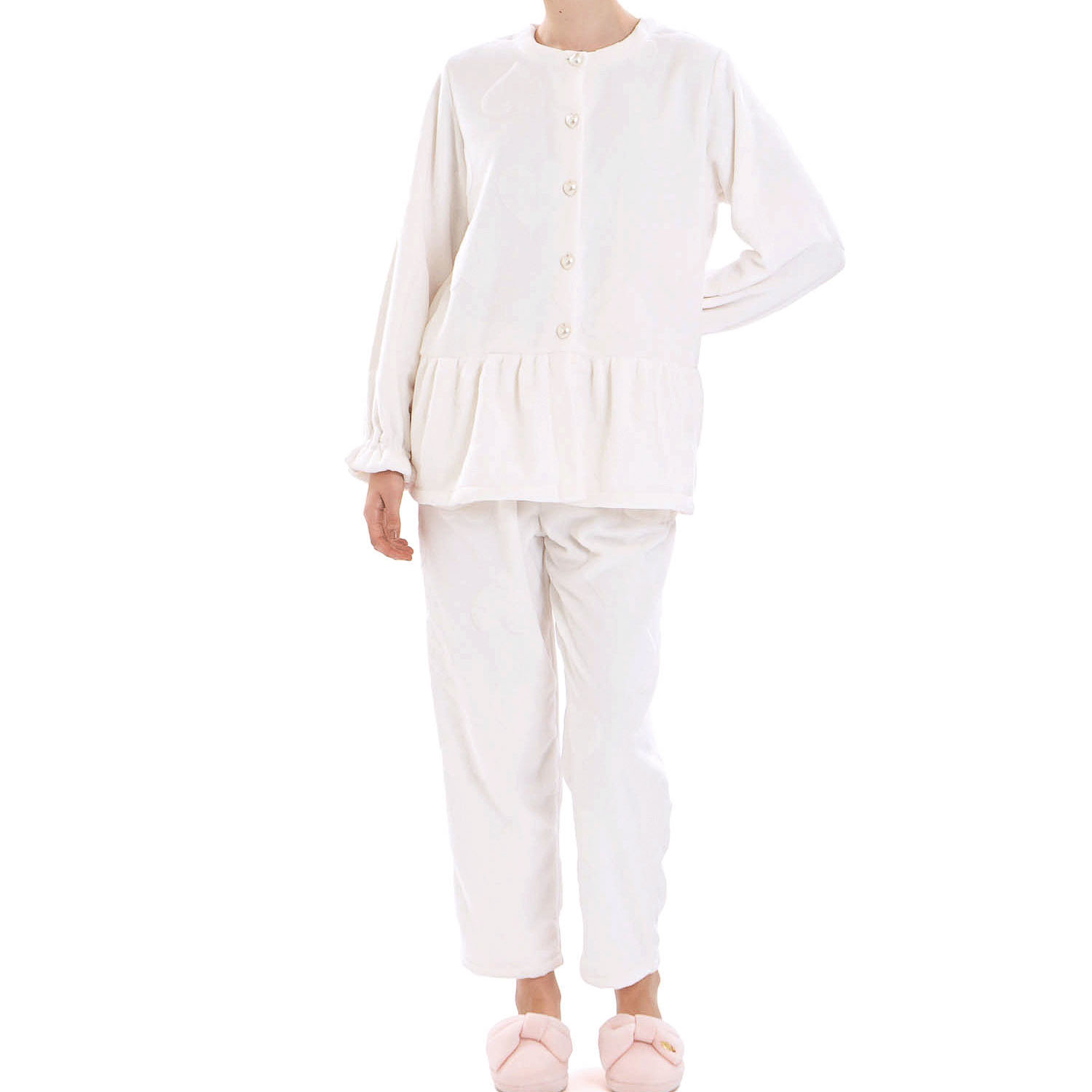 Narue シャイニースノーエンボスハートペプラムパジャマ - 画像3