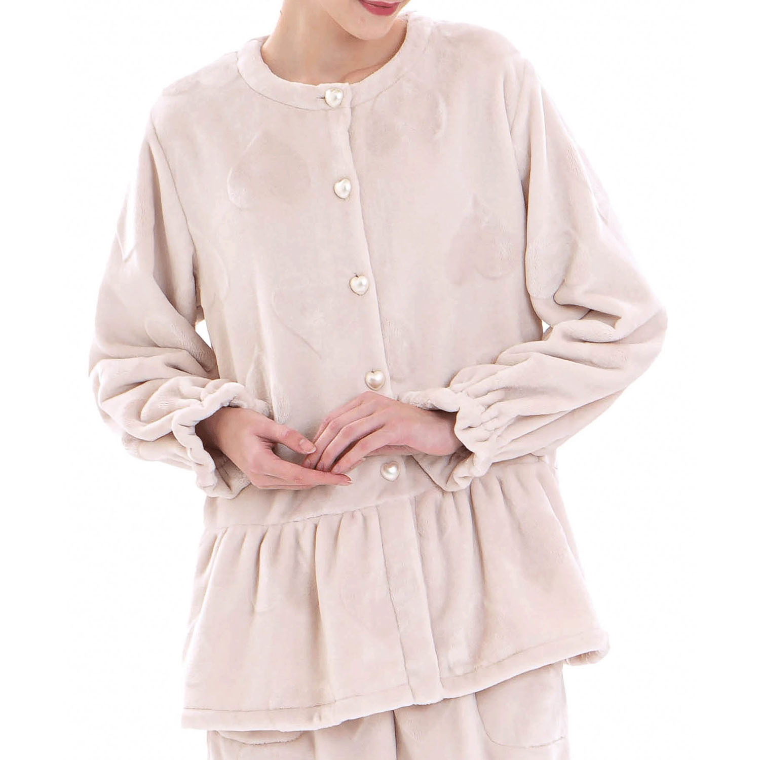 Narue シャイニースノーエンボスハートペプラムパジャマ - 画像10