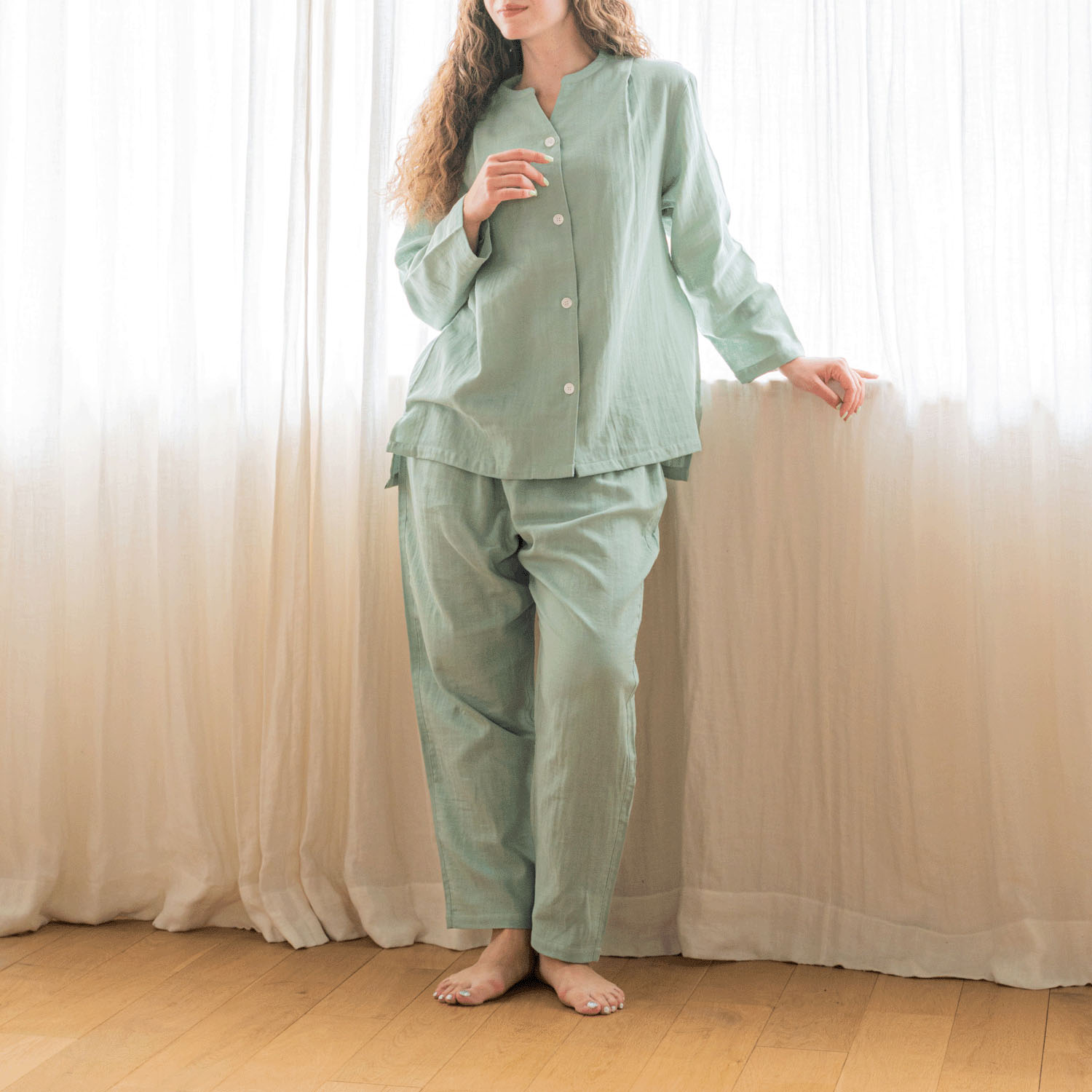 着る保湿クリーム 前開きスキッパーデザインパジャマ - 画像12