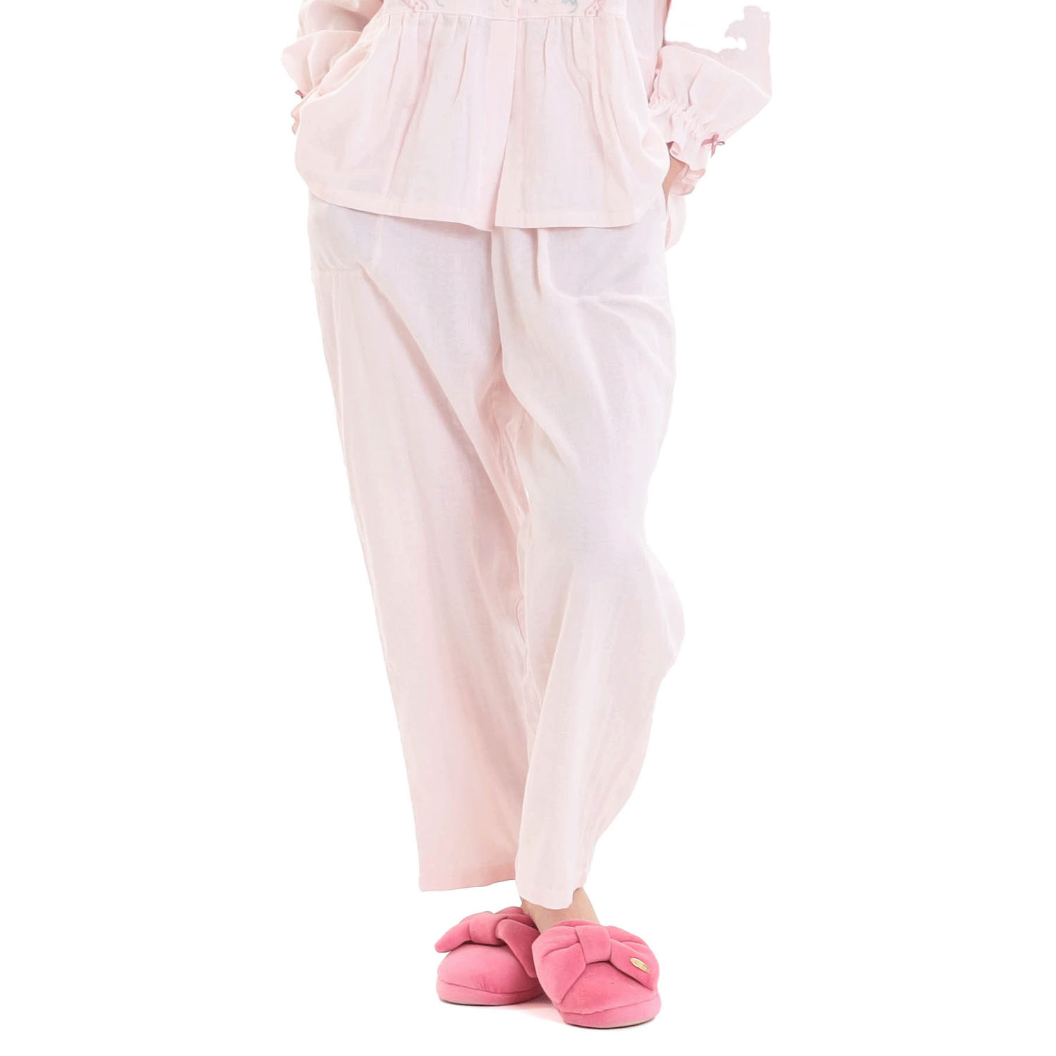 Narue コットンダブルガーゼレーシーフリルペプラムパジャマ - 画像13