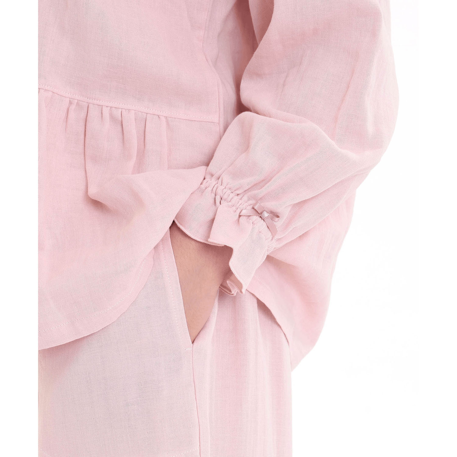 Narue コットンダブルガーゼレーシーフリルペプラムパジャマ - 画像19