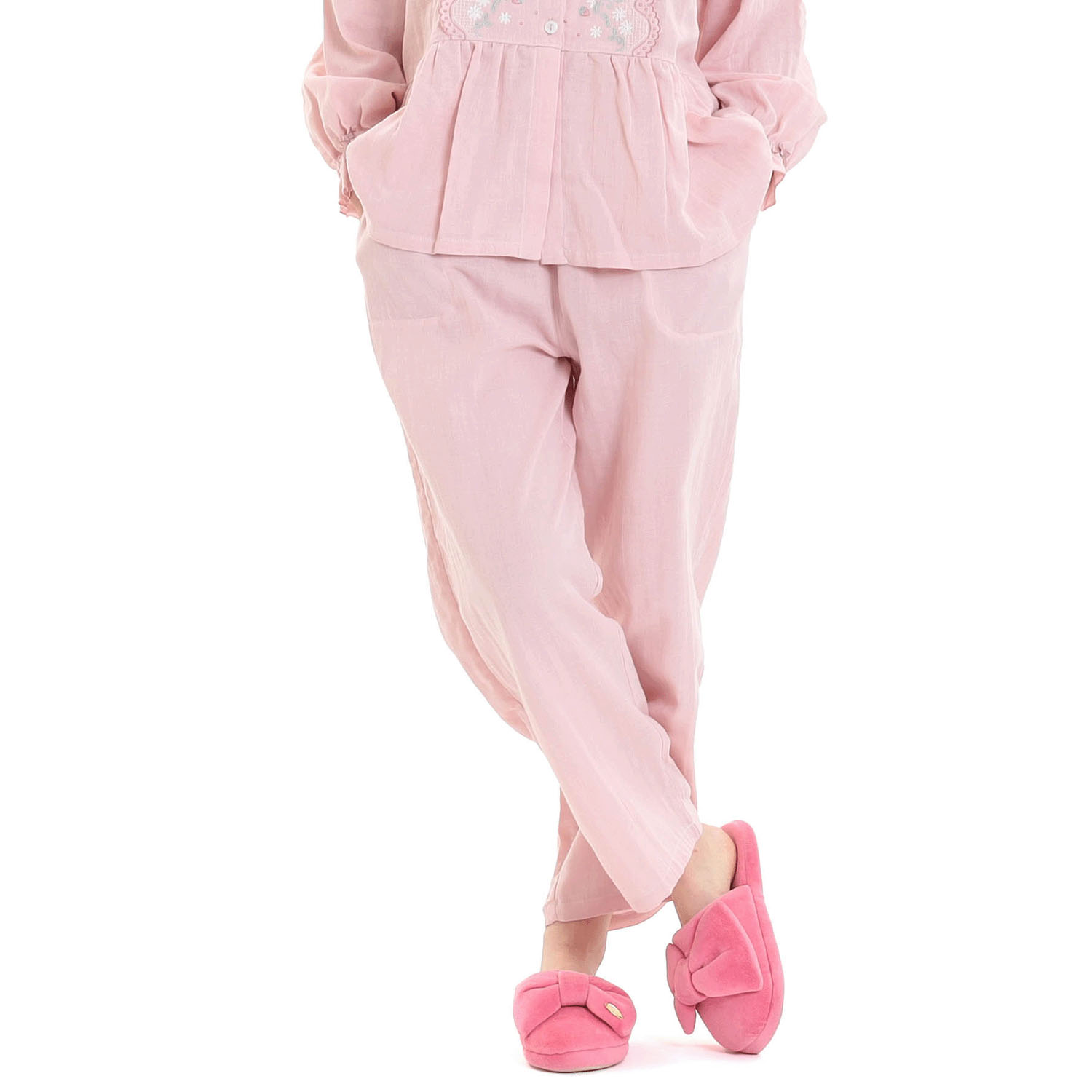 Narue コットンダブルガーゼレーシーフリルペプラムパジャマ - 画像20