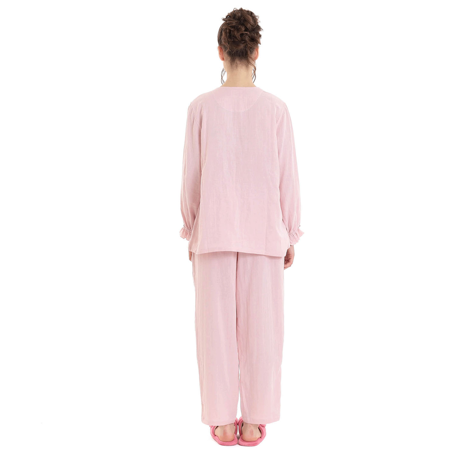 Narue コットンダブルガーゼレーシーフリルペプラムパジャマ - 画像21