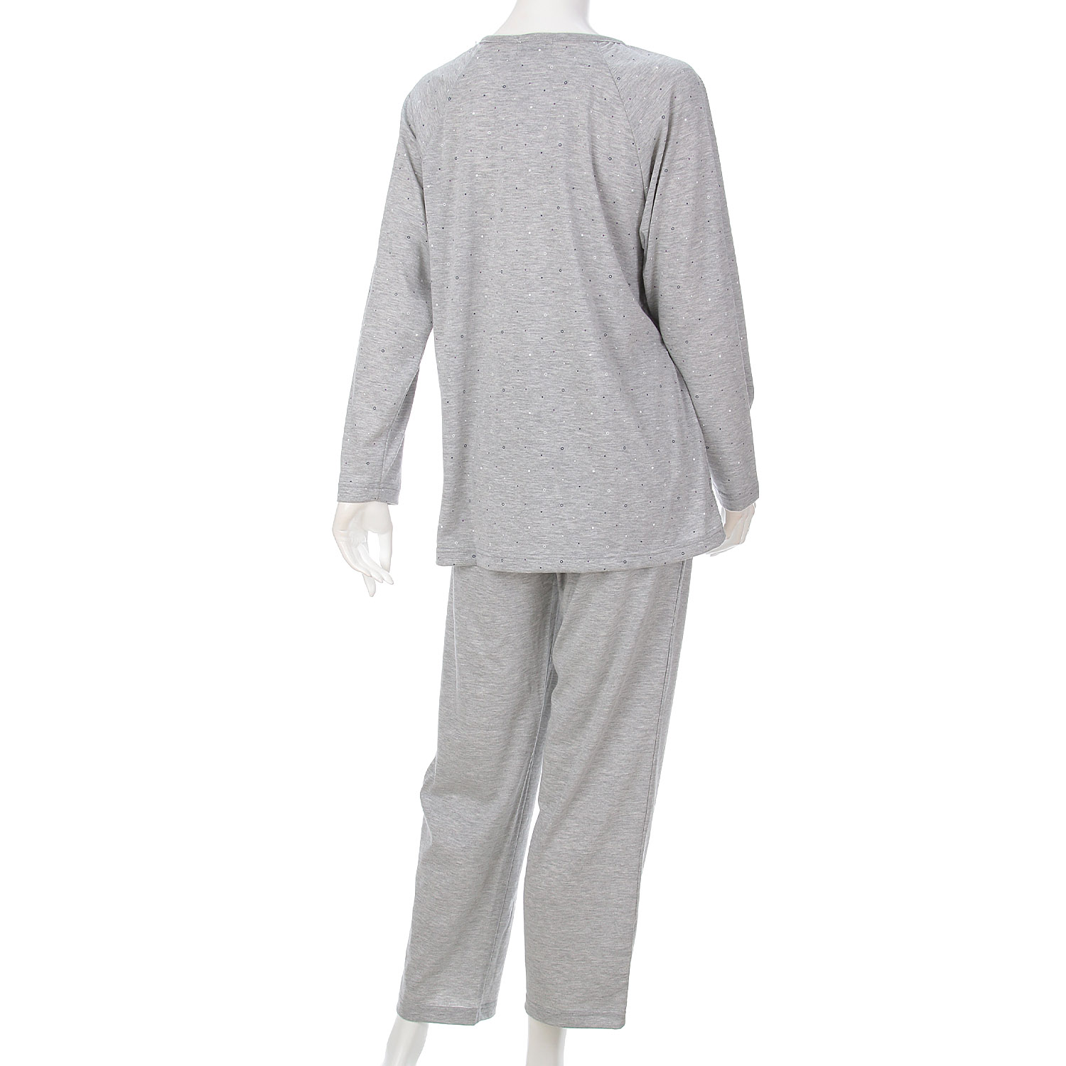 婦人 天竺ドット柄 猫刺繍 前開きパジャマ - 画像2