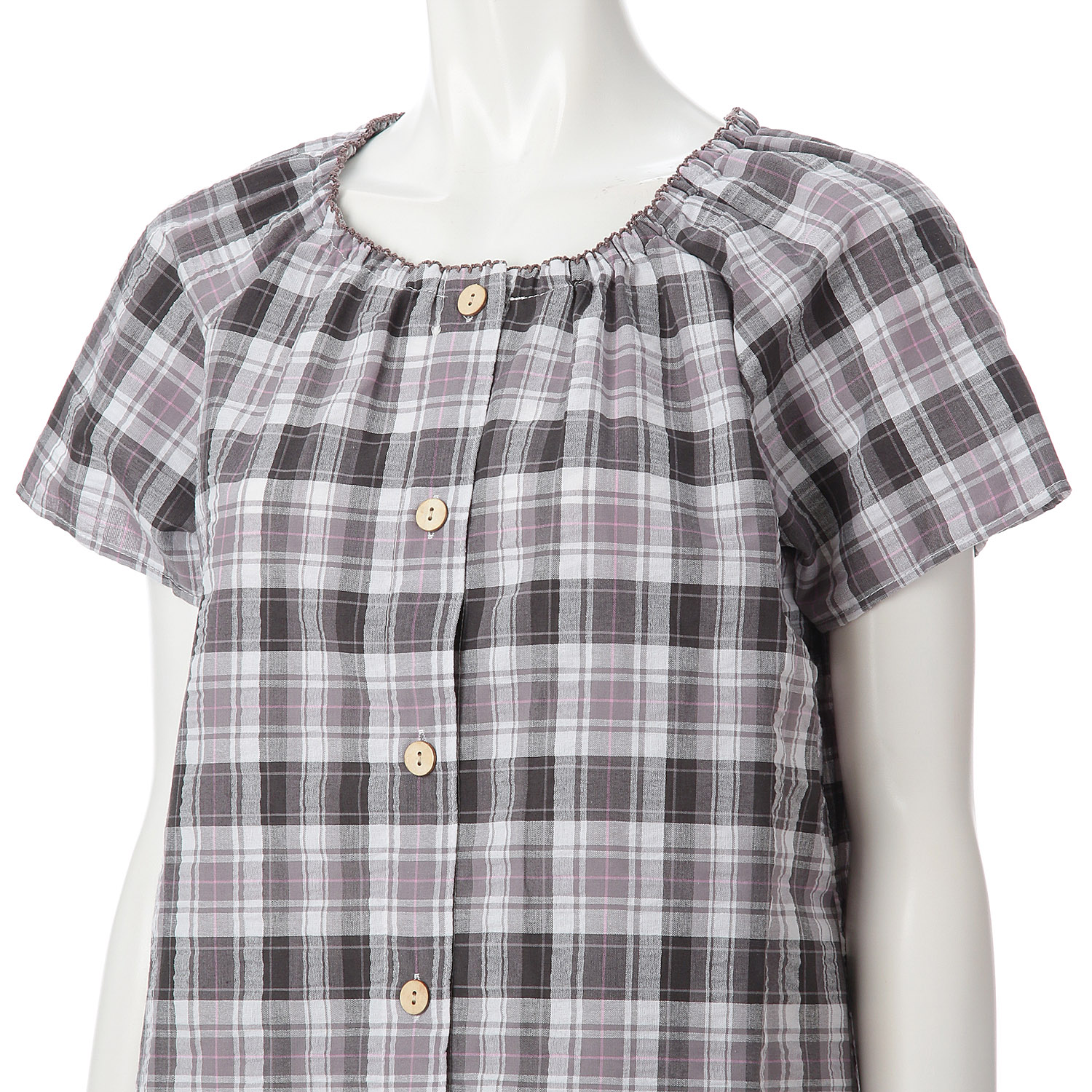 先染サッカー格子スモックパジャマ - 画像3