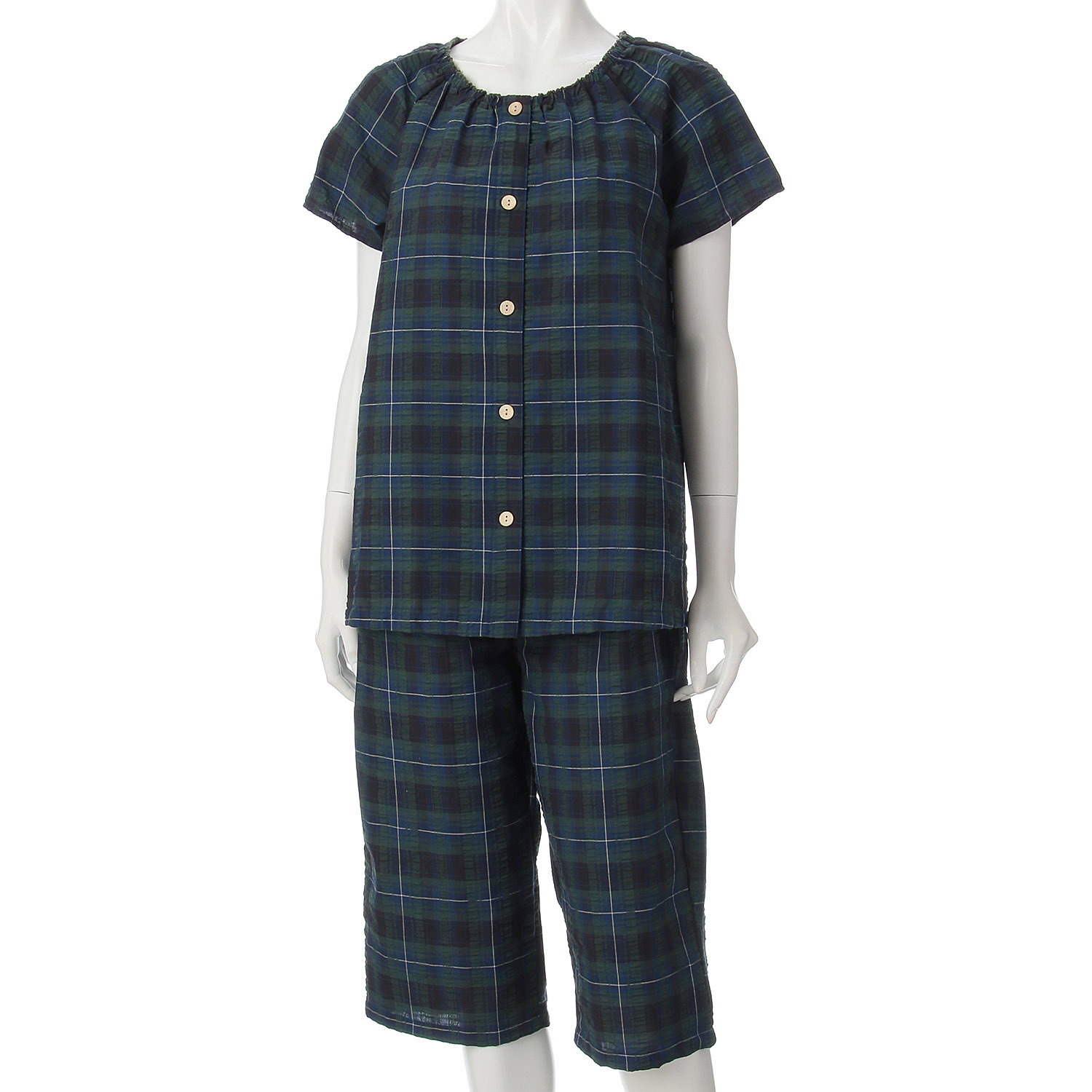 先染サッカー格子スモックパジャマ - 画像5