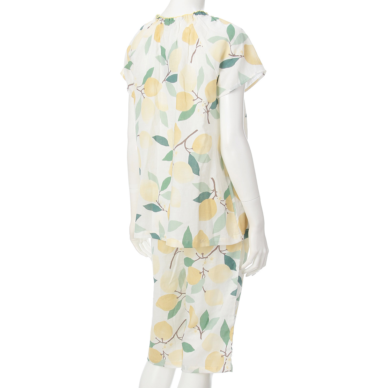 綿100％Wガーゼレモン柄スモックパジャマ - 画像2