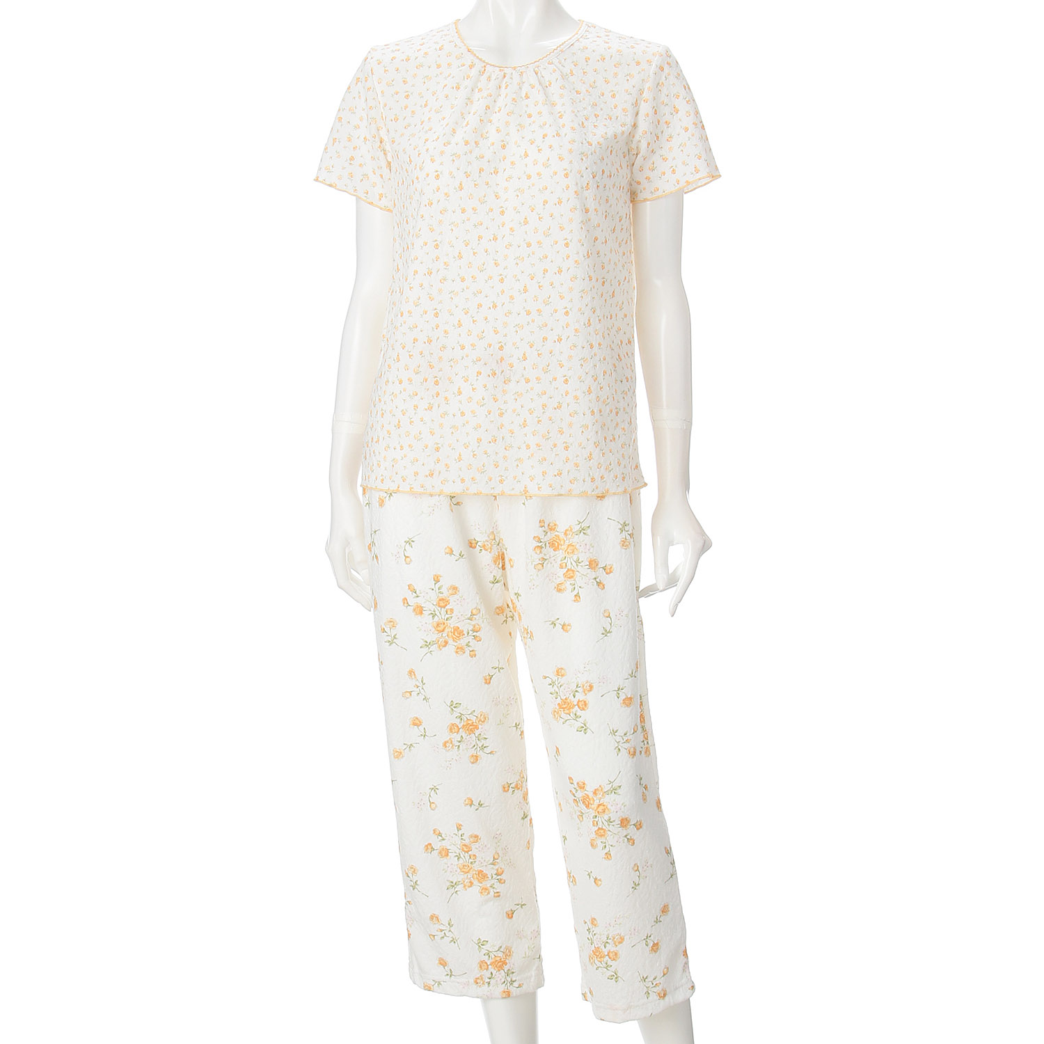 婦人 ふくれジャカードニット くくりローズブーケ柄2トップスパジャマ - 画像8