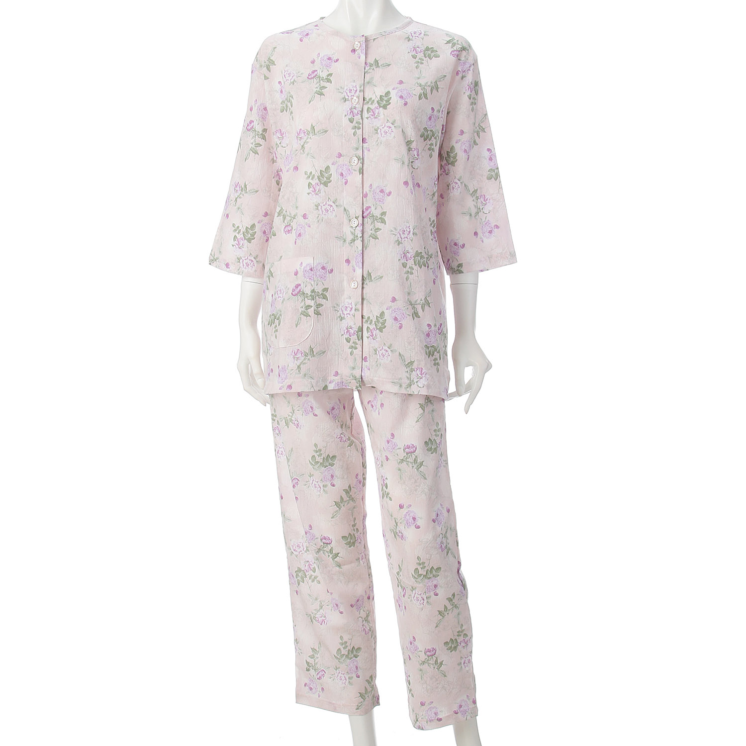 婦人 楊柳全開7分袖パジャマ M／L 日本製