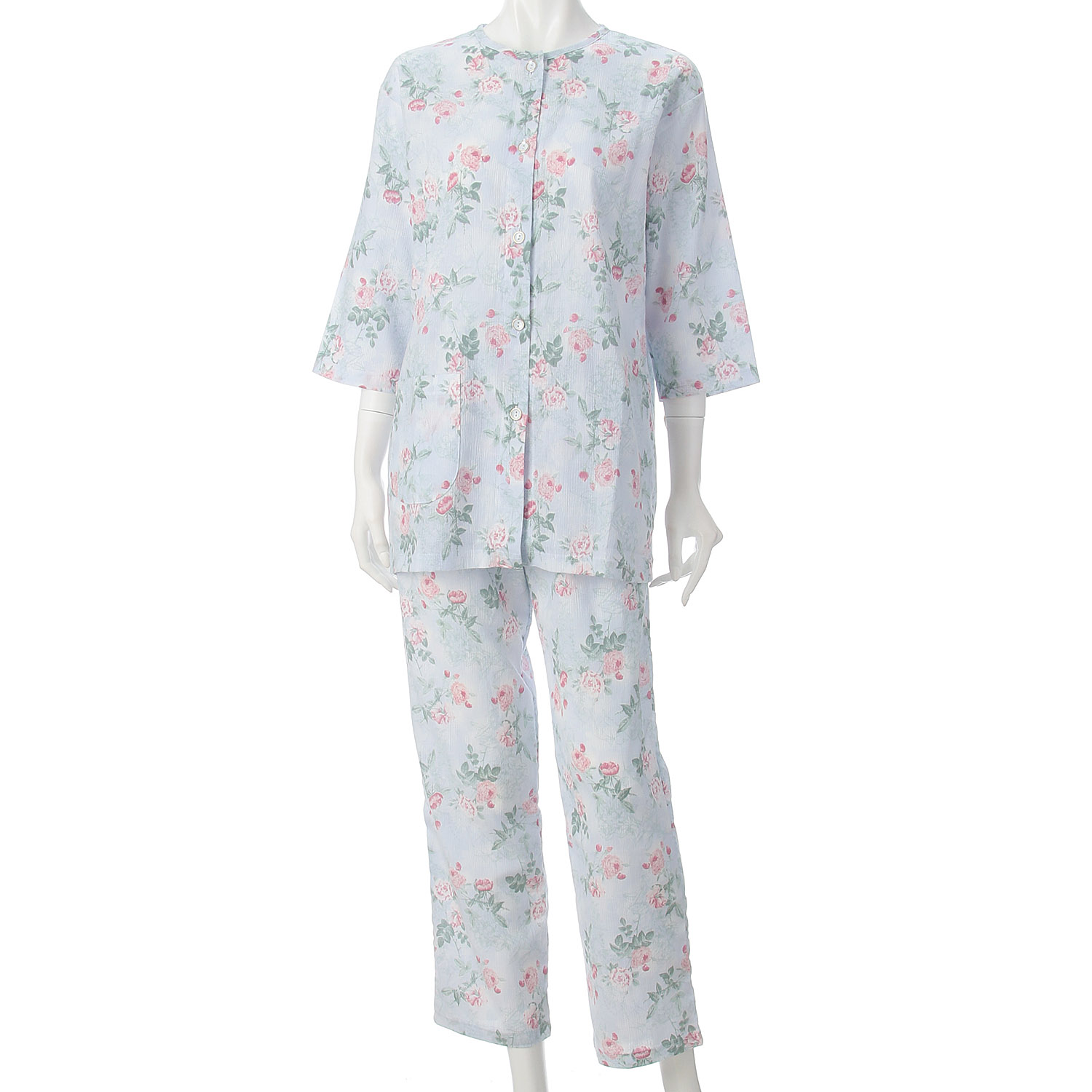 婦人 楊柳全開7分袖パジャマ 3L 日本製 - 画像6