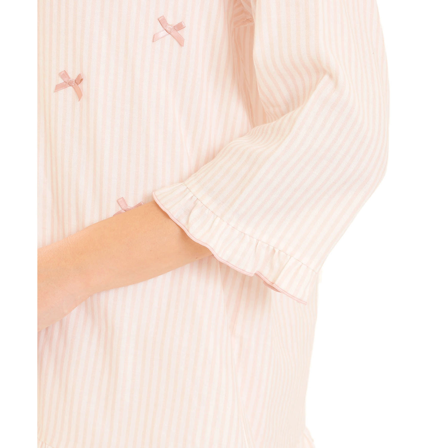 Narue ダブルガーゼシンプルストライプリボンパジャマ - 画像6