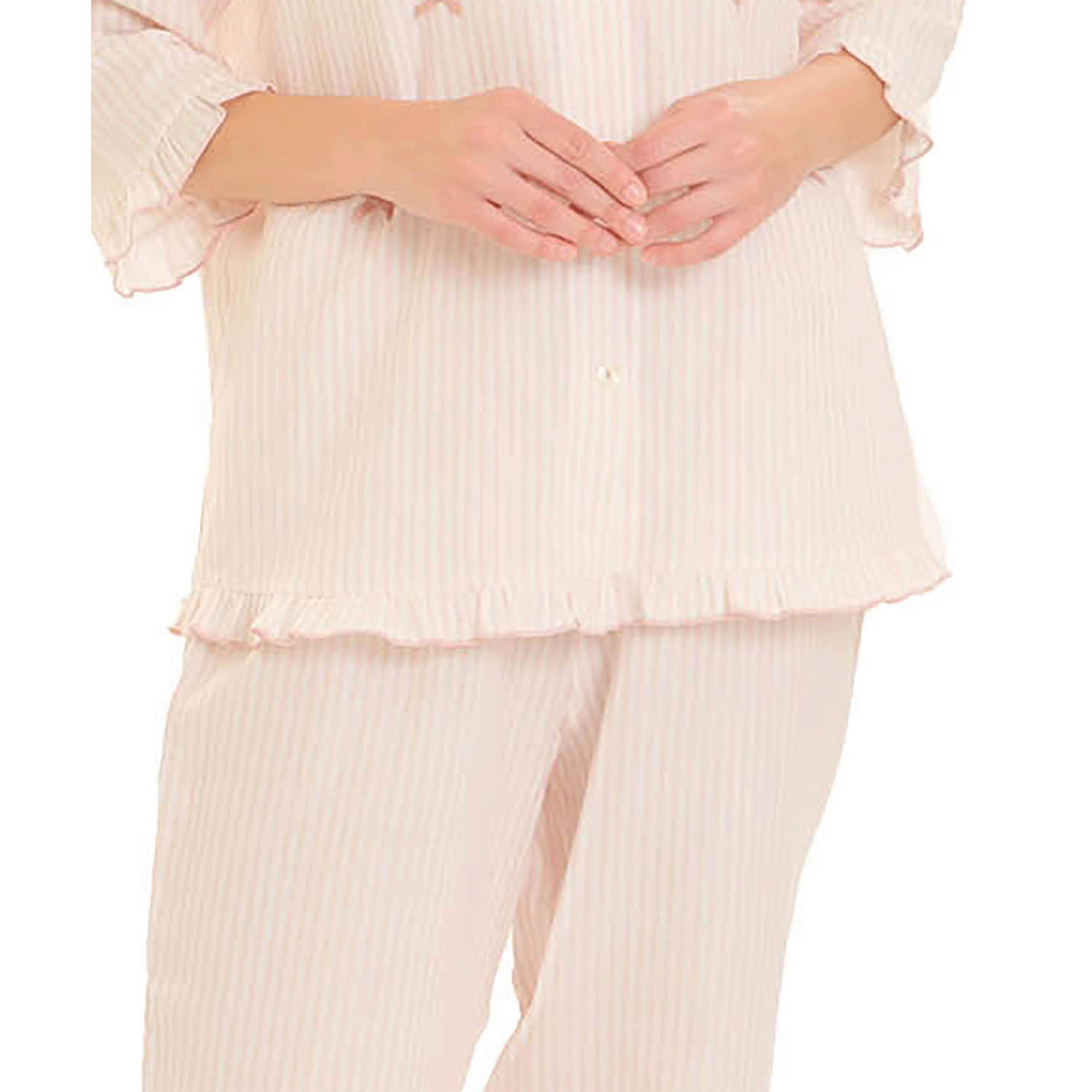 Narue ダブルガーゼシンプルストライプリボンパジャマ - 画像7