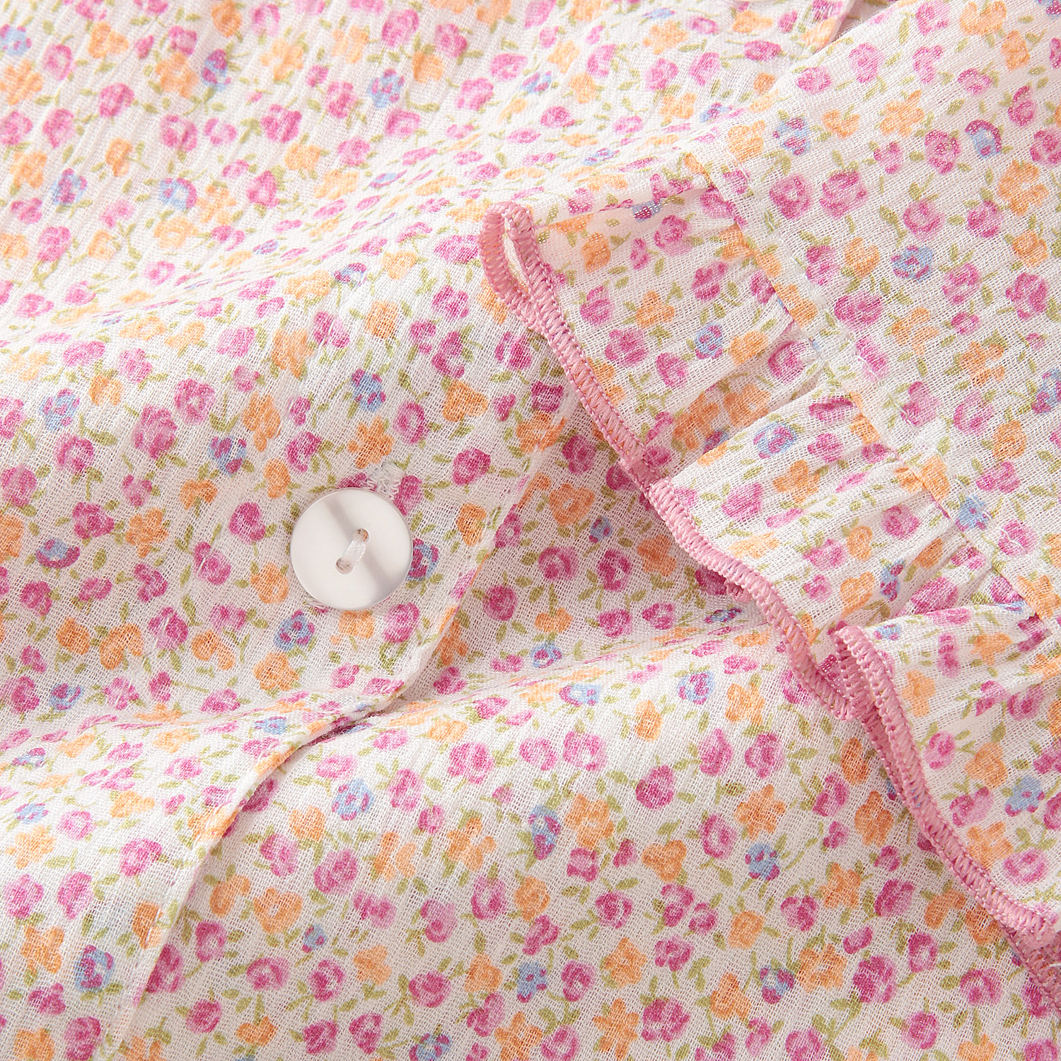 婦人 綿楊柳 小花柄パジャマ - 画像3