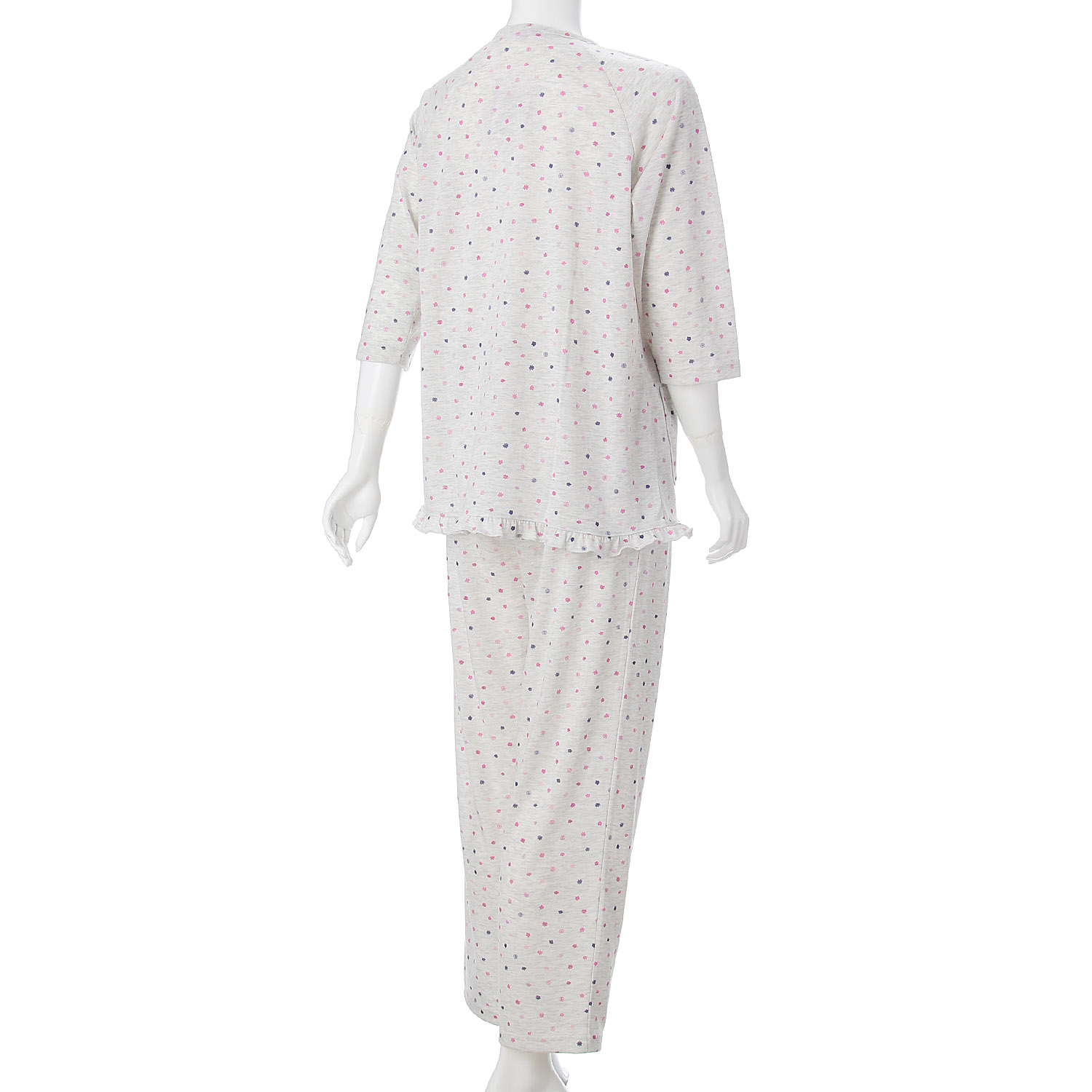 婦人 天竺小花柄 七分袖パジャマ - 画像2
