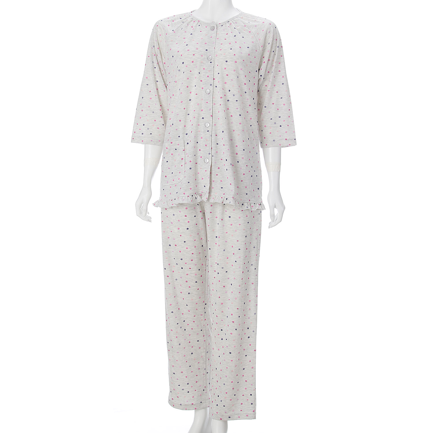 婦人 天竺小花柄 七分袖パジャマ - 画像1