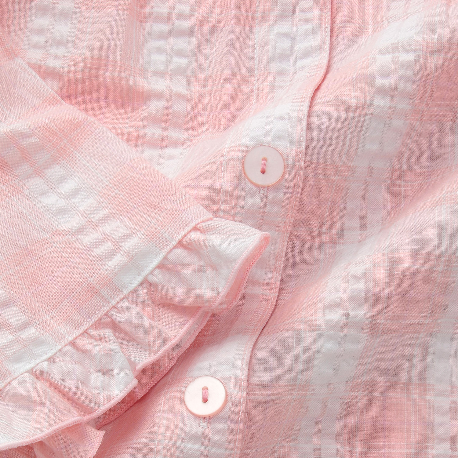 婦人 綿サッカー 格子柄 7分袖パジャマ - 画像4