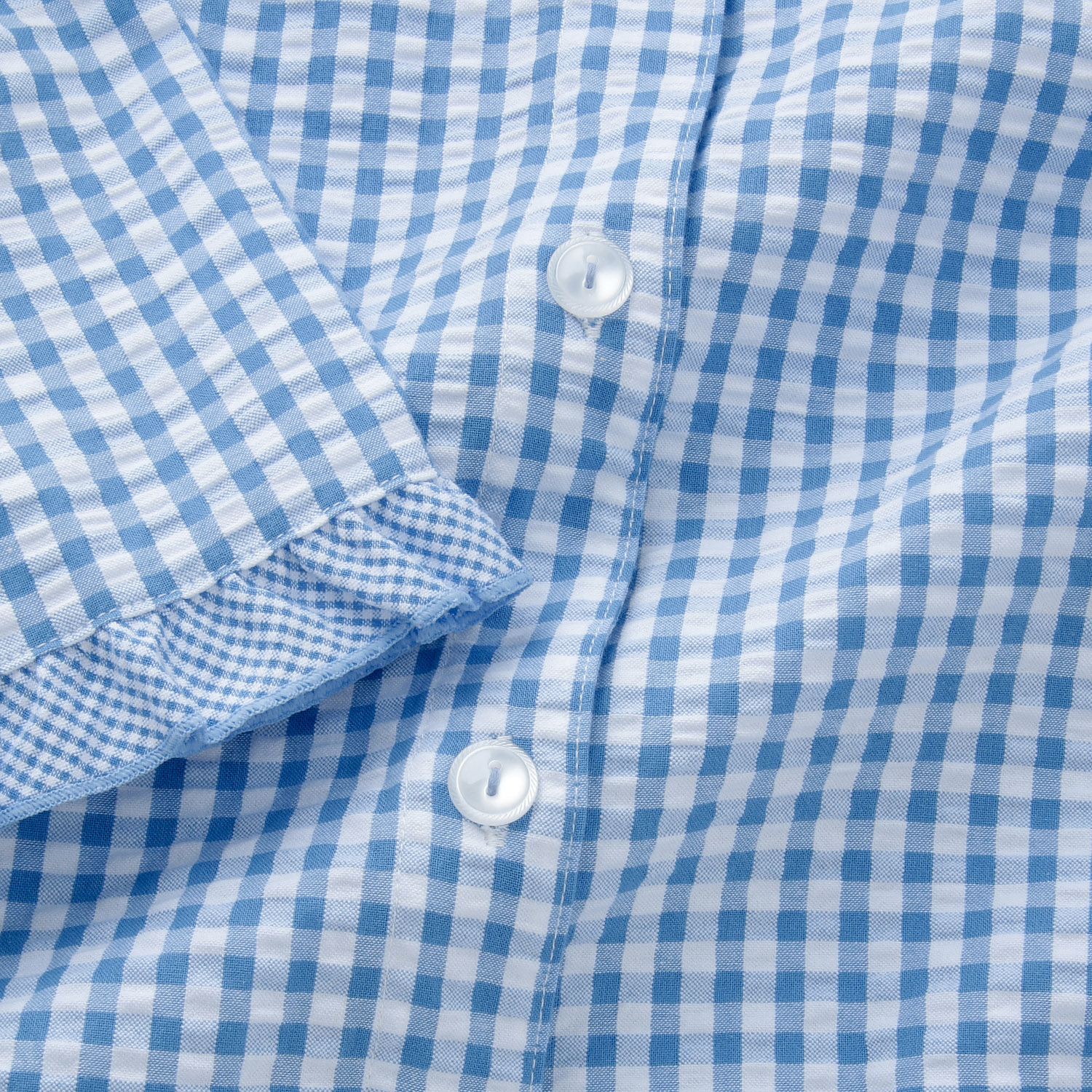 婦人 綿サッカー ギンガムチェック 7分袖パジャマ - 画像4