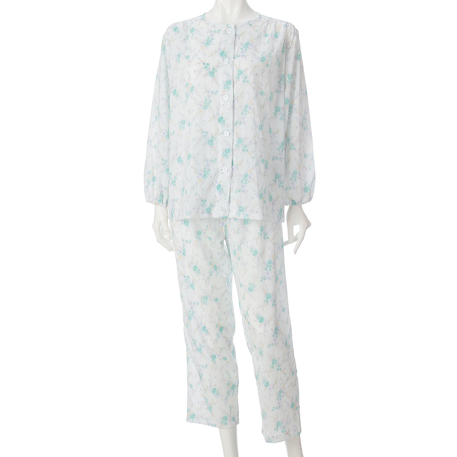 GUNZE 婦人 高島ちぢみ 長袖長パンツパジャマ - 画像2