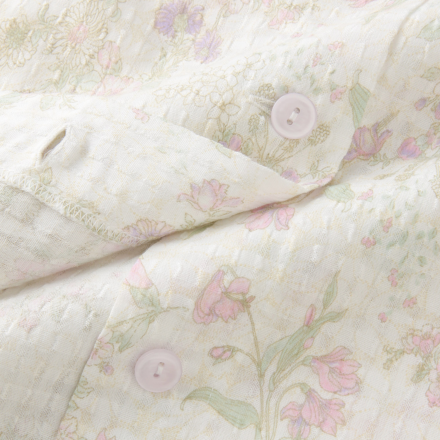 GUNZE 婦人 ミニ空羽楊柳 フラワープリント長袖長パンツパジャマ - 画像6