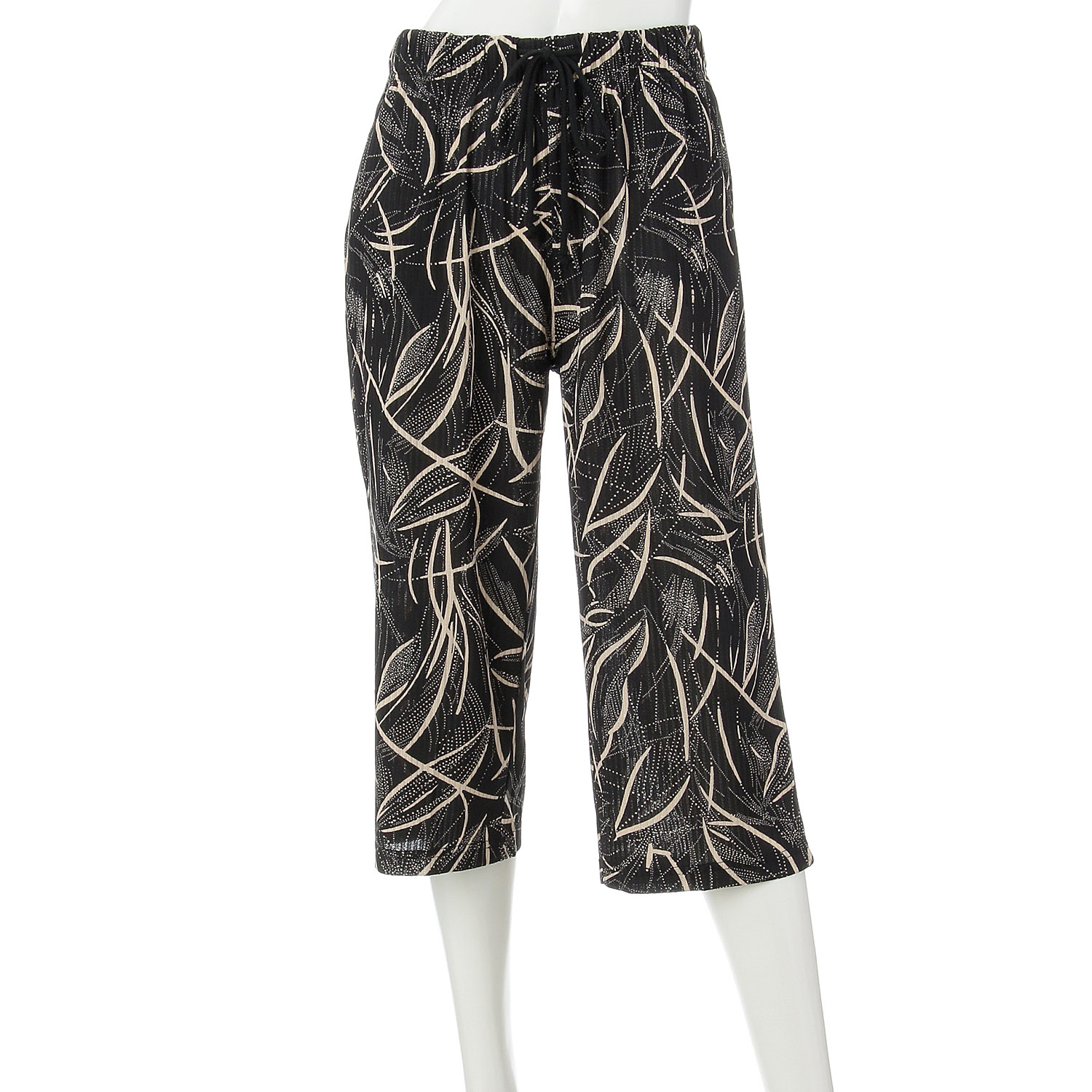 婦人針抜きジャカード幾何柄7分丈パンツ