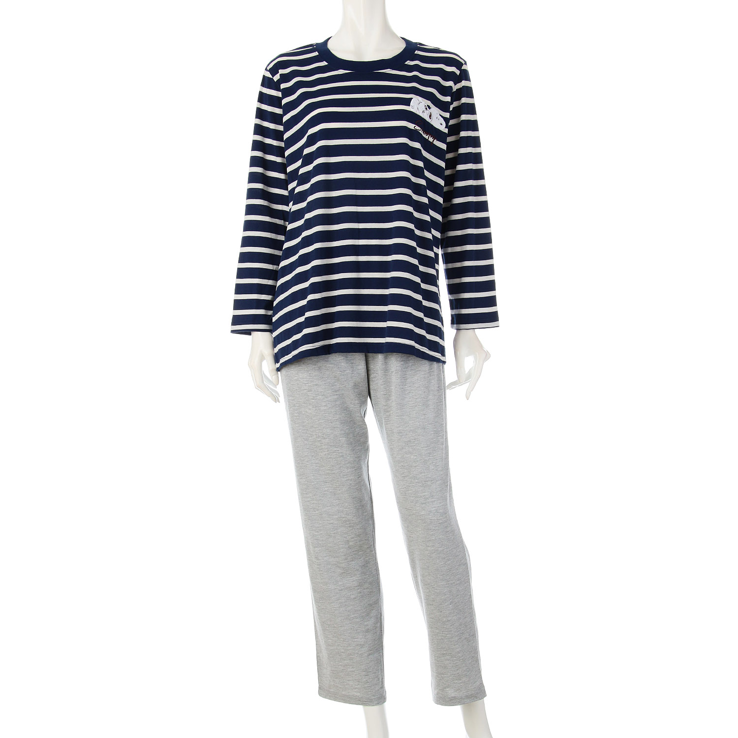 SNOOPY TC天竺先染めボーダー 長袖長パンツTスーツ  レディース - 画像5